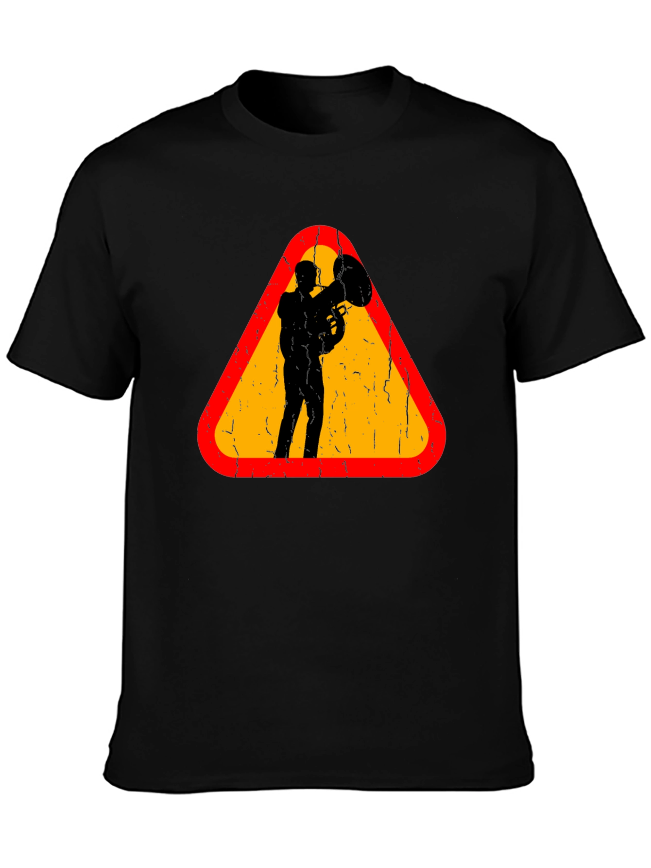 Black Tuba Player Graphic Tee - Musician Triangle Design view 3