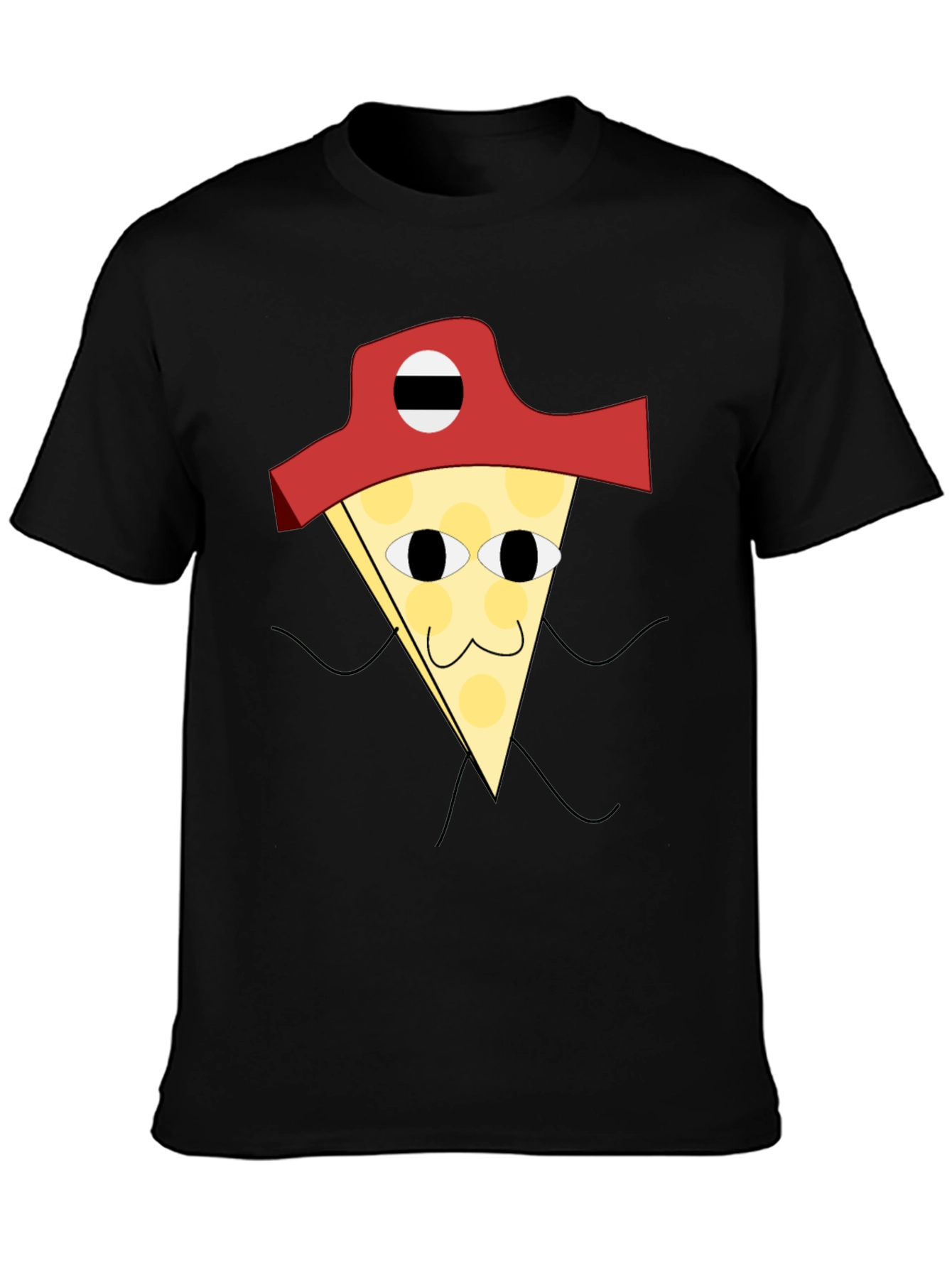 Black Pizza Pirate T-Shirt - Quirky Graphic Tee view 3