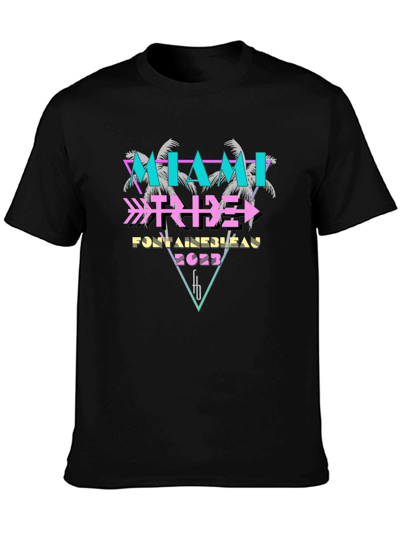 Black Miami Tribe Fontainebleau 2023 Black T-Shirt view 3