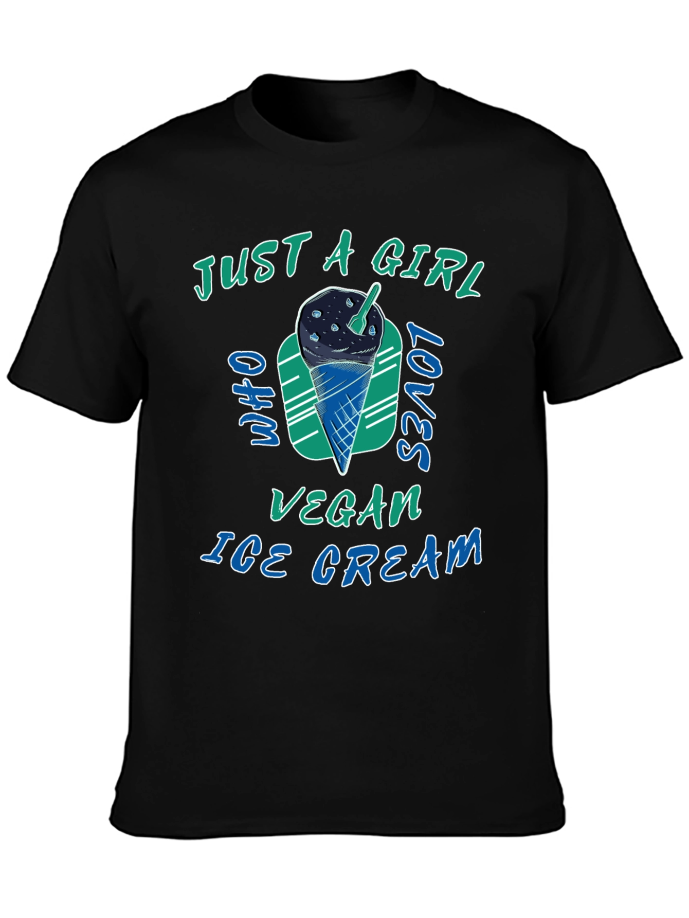 Black Vegan Ice Cream Lover T-Shirt view 3