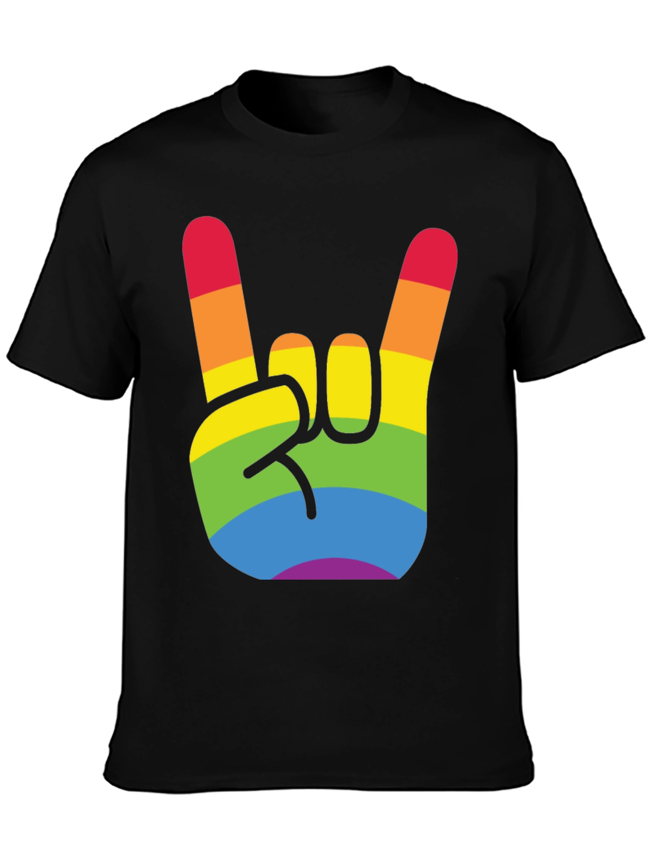Black Rainbow Rock On Pride T-Shirt view 3