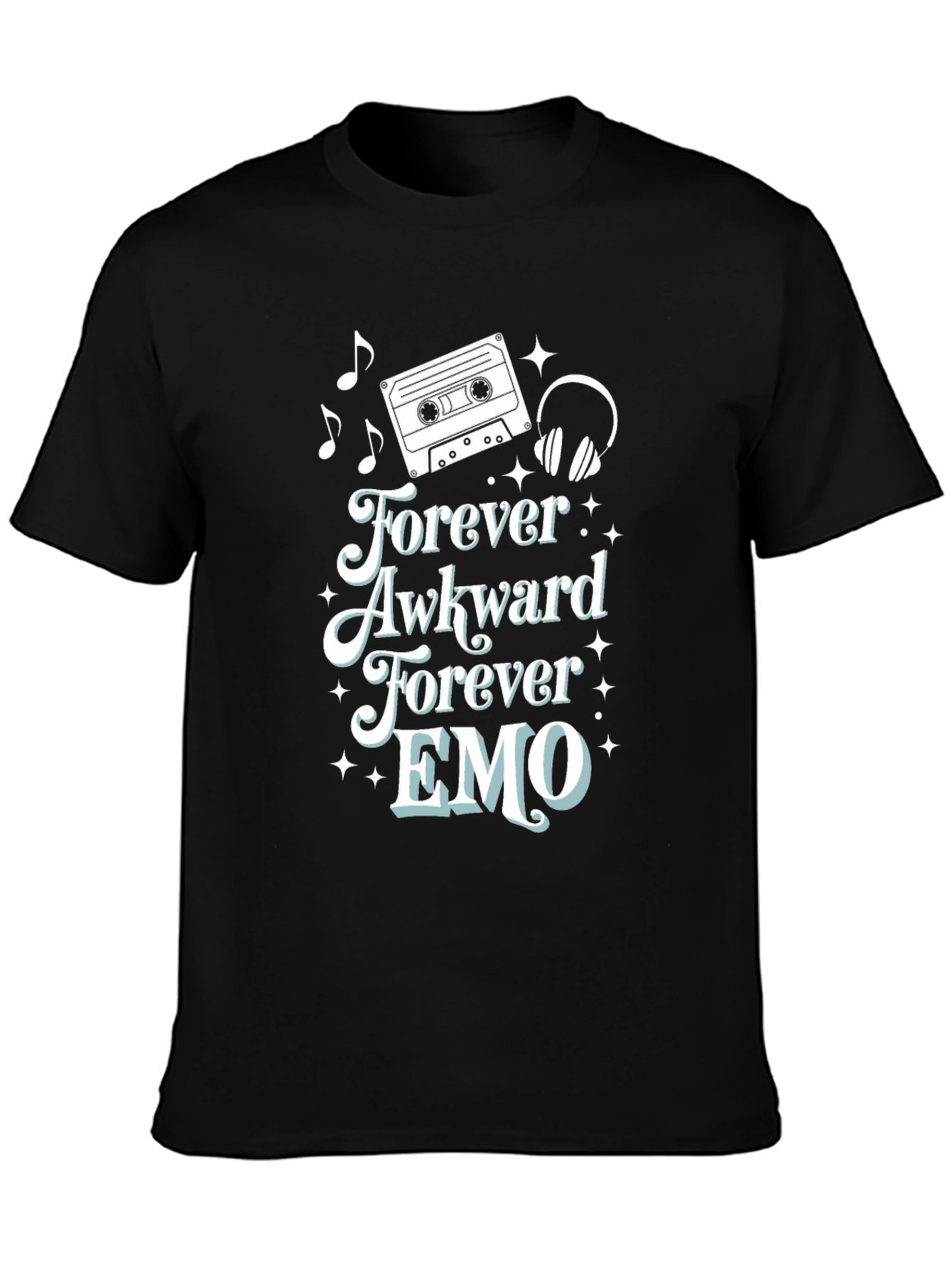 Black Forever Awkward EMO Graphic Tee view 3