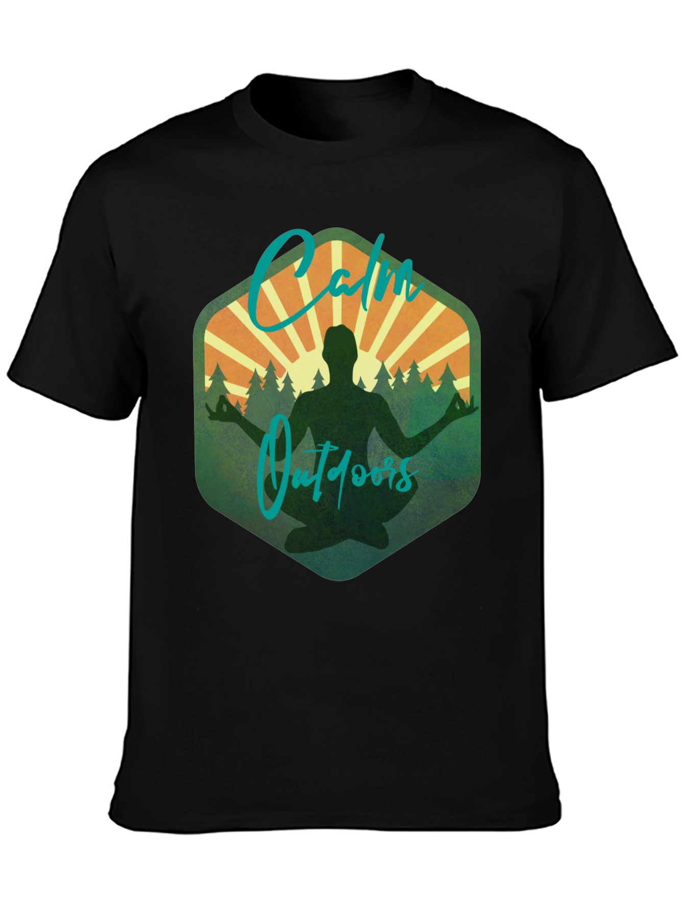 Black Calm Outdoors Graphic Tee - Meditation & Nature Shirt view 3
