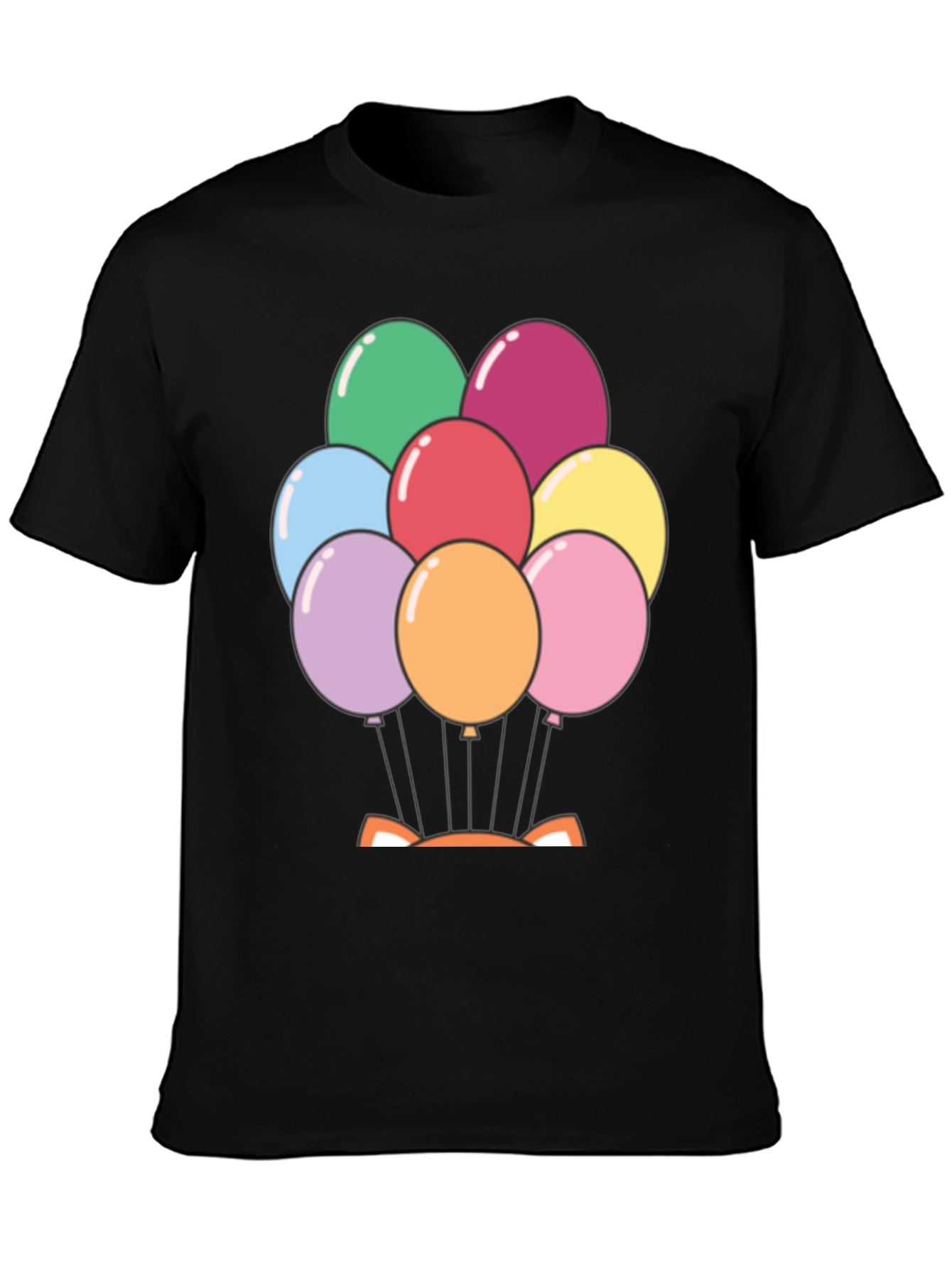Black Balloon Fox Graphic Tee - Fun Novelty Shirt view 3