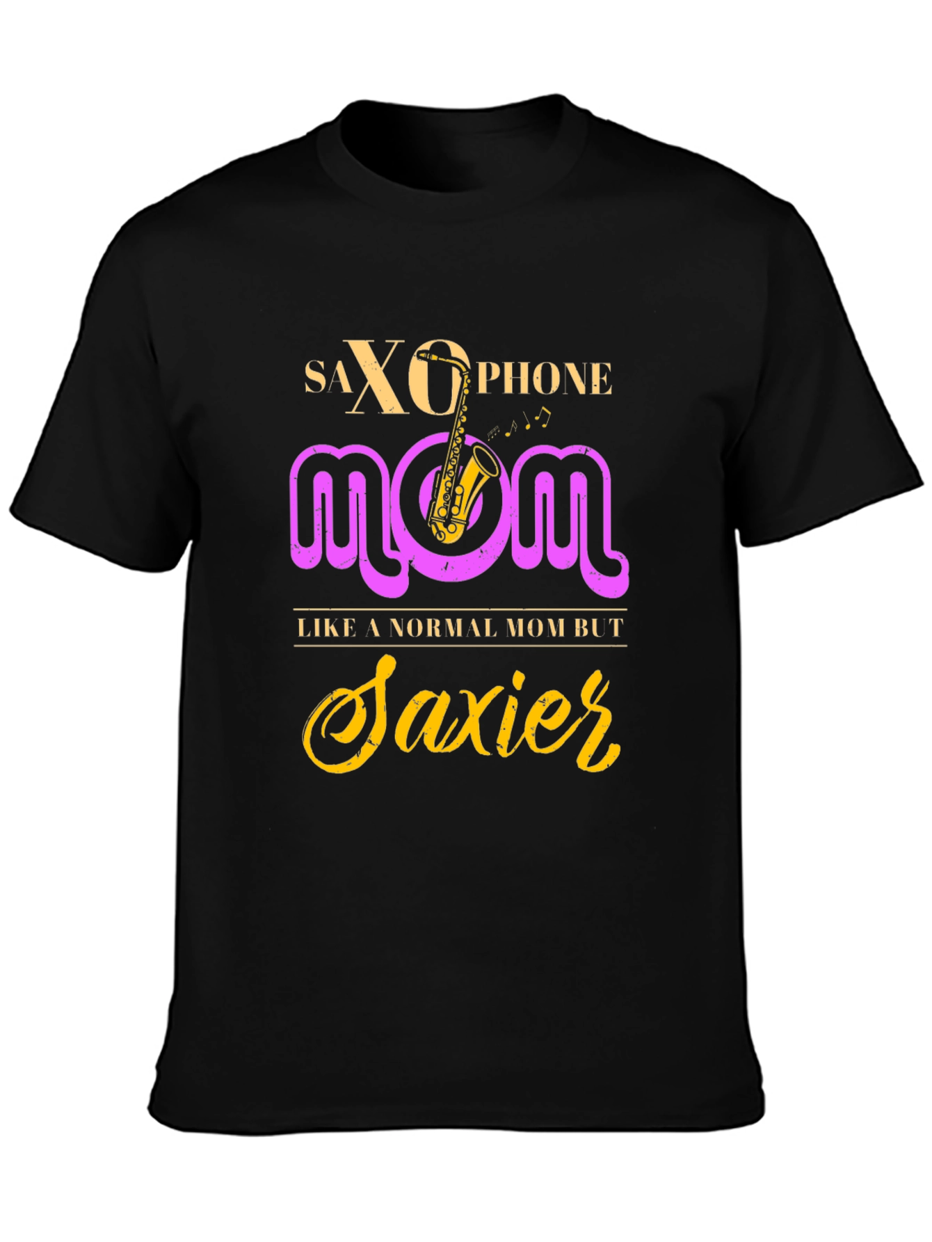 Black Saxophone Mom Graphic T-Shirt - Musician's Apparel view 3