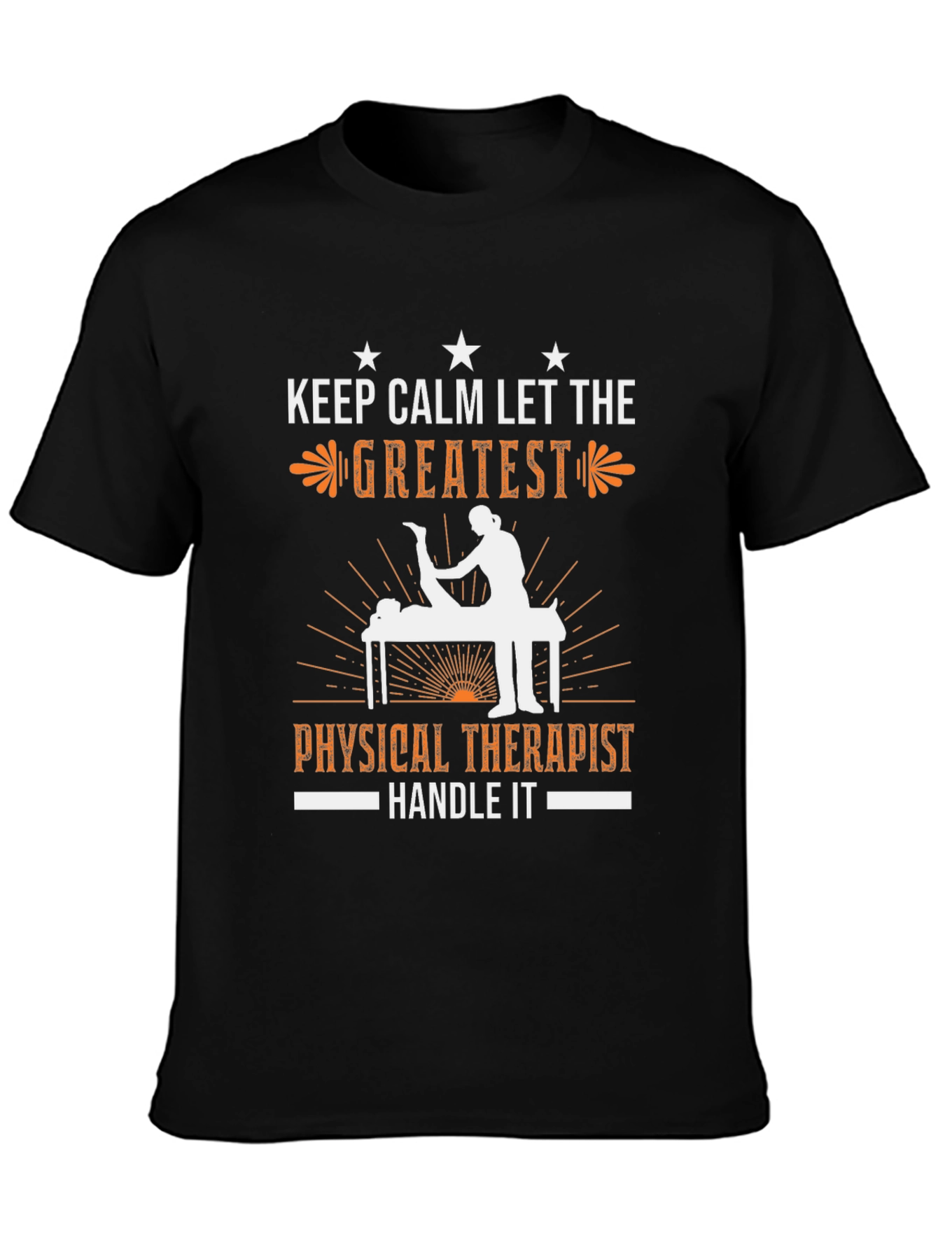 Black Physical Therapist T-Shirt Keep Calm view 3