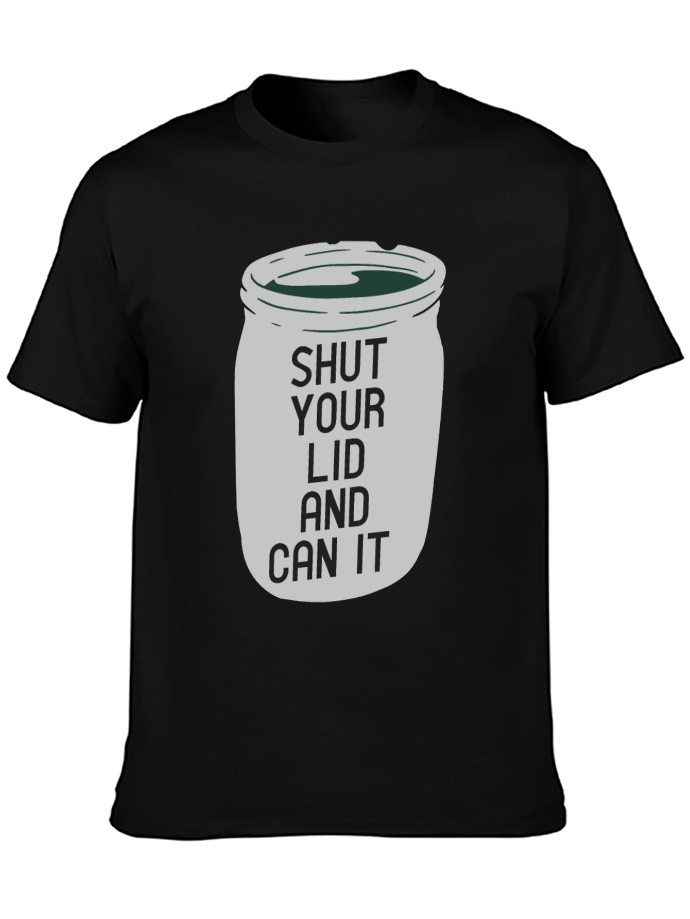 Black Shut Your Lid and Can It Funny Graphic T-Shirt view 3