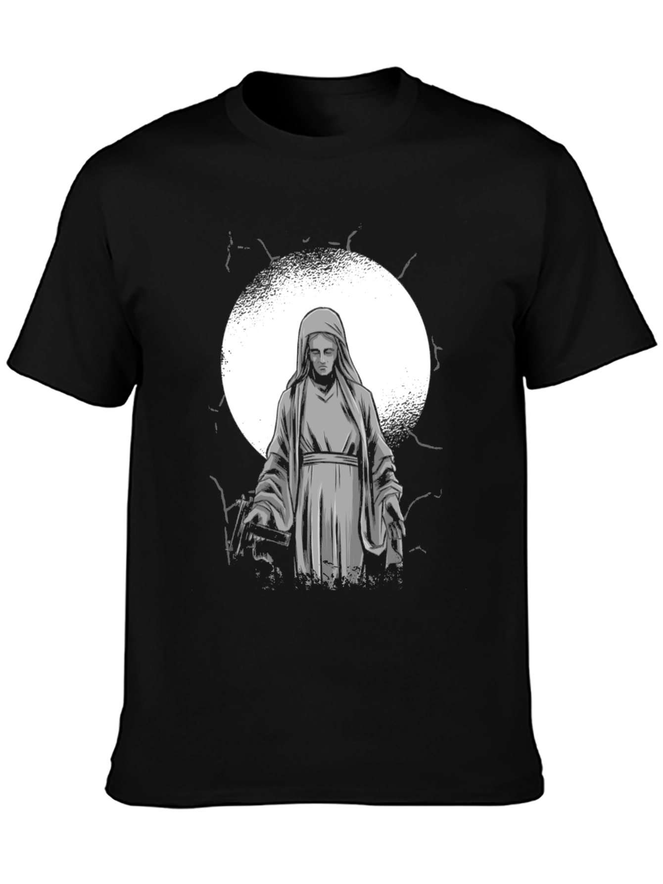 Black Virgin Mary Graphic Print Black T-Shirt view 3