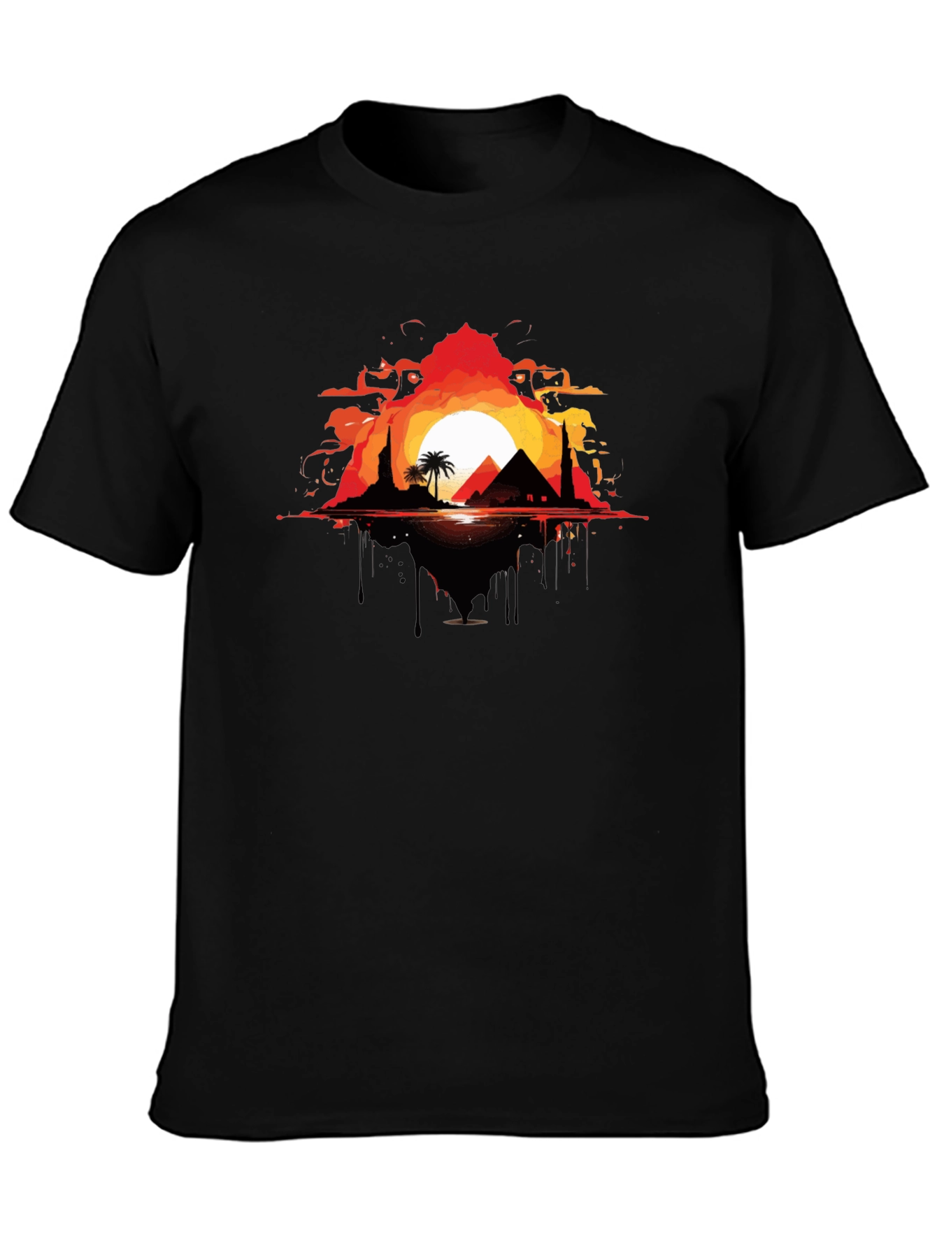 Black Egyptian Sunset Graphic Tee - Black view 3