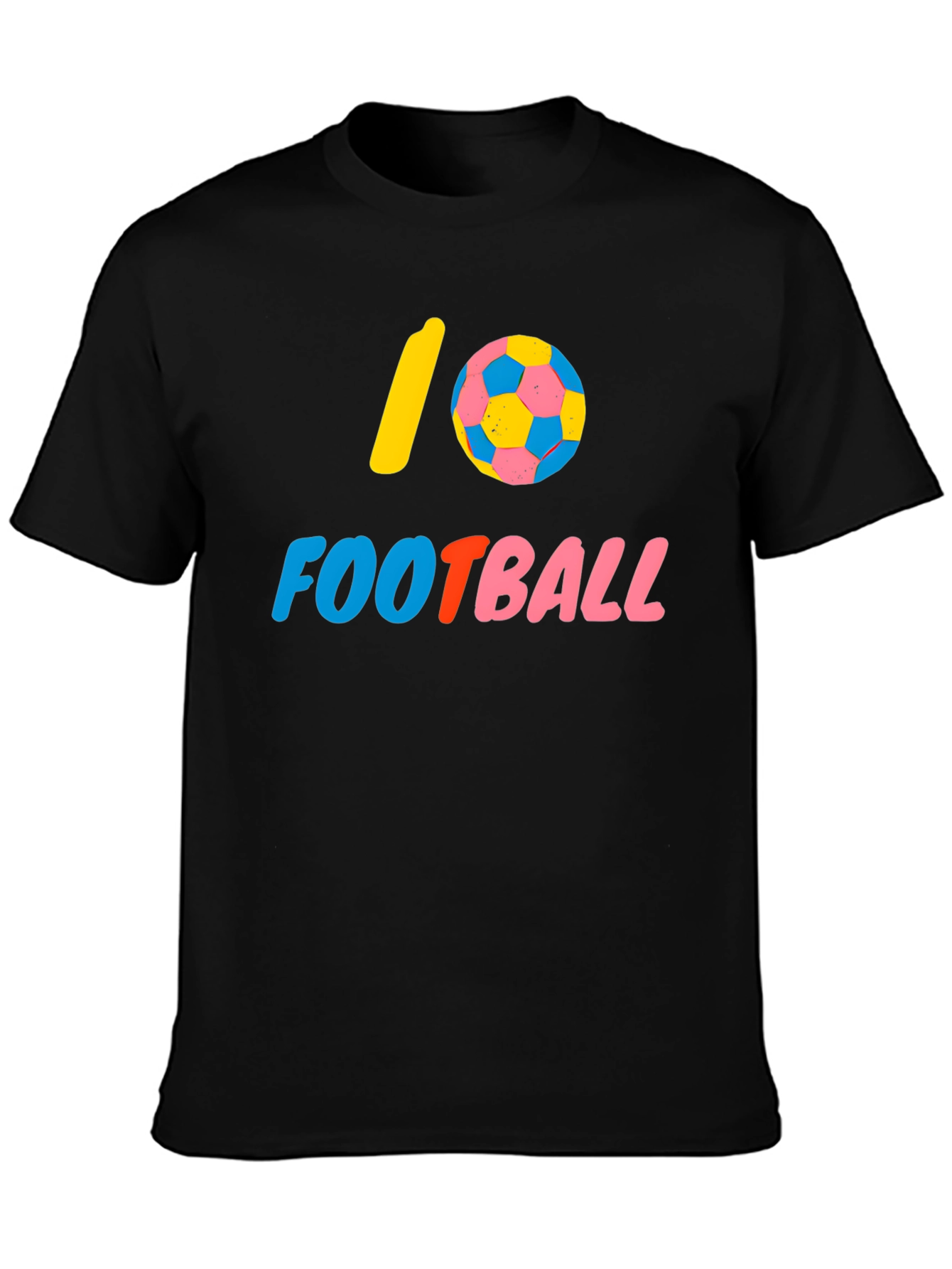 Black I Love Football Graphic Tee - Black Cotton Shirt view 3