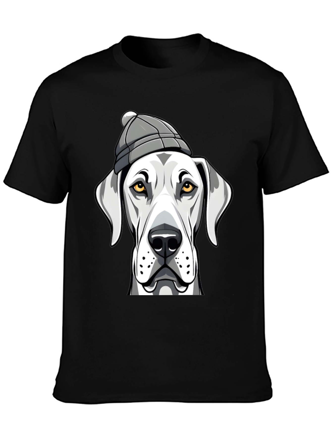 Black Dog with Beanie Graphic Tee - Trendy Pet Lover Shirt view 3