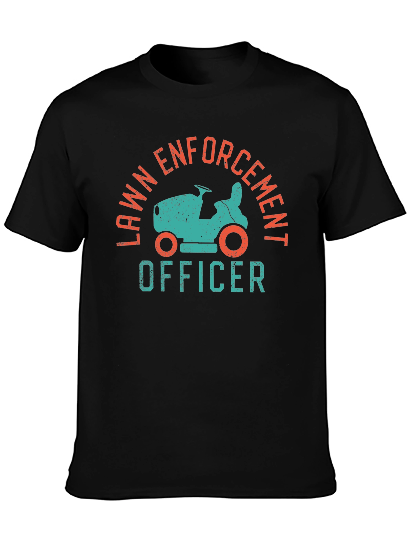 Black Lawn Enforcement Officer Funny Graphic Tee view 3