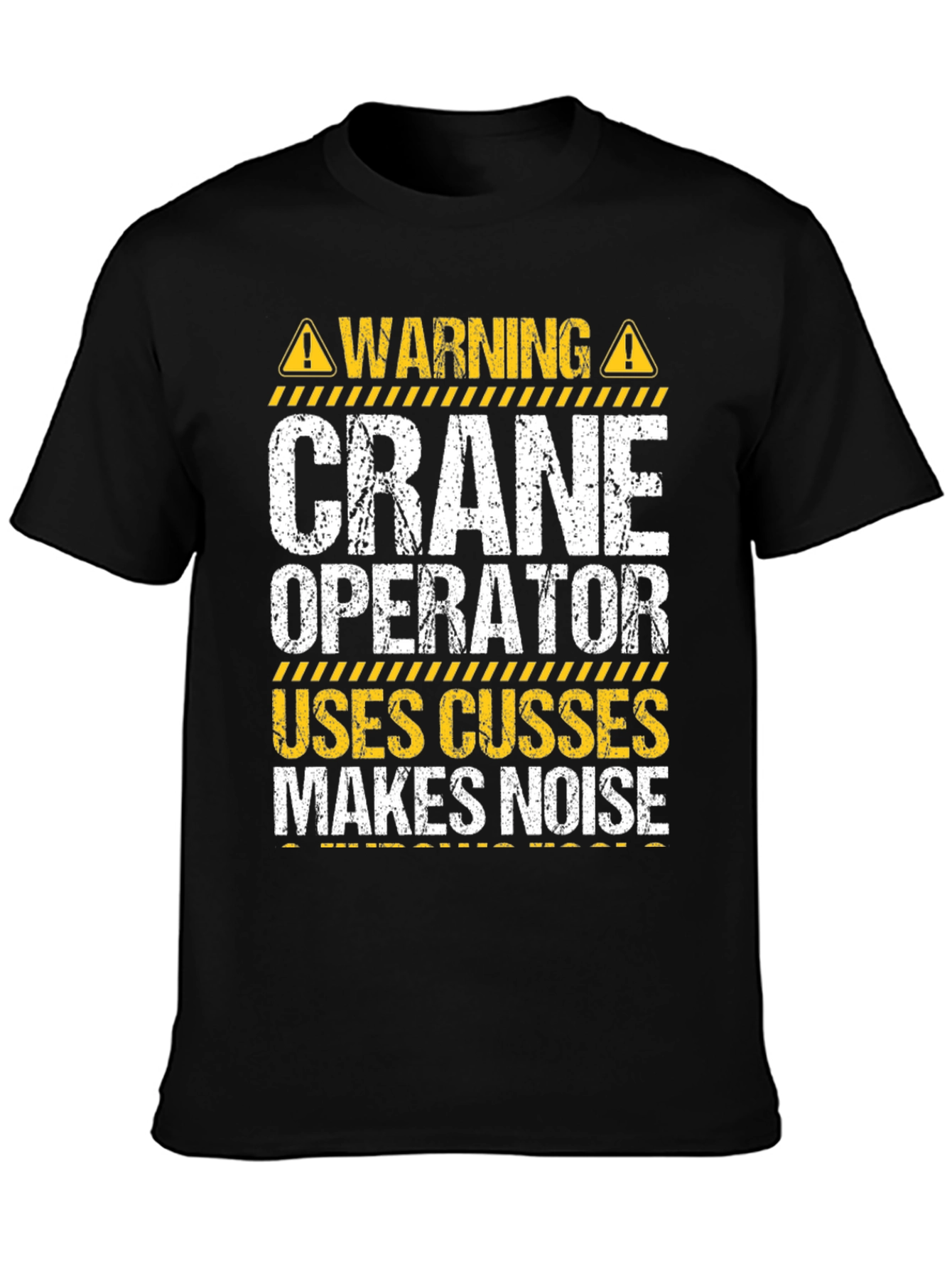 Black Warning Crane Operator T-Shirt view 3