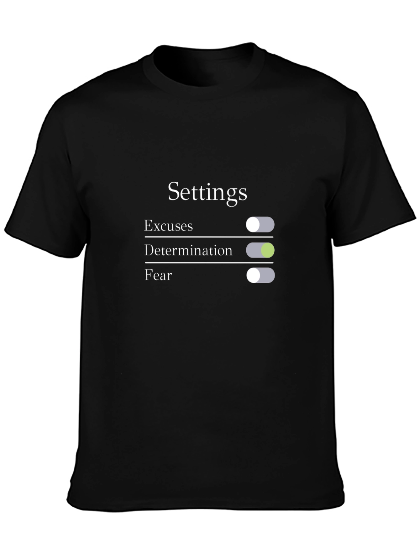 Black Settings: Determination Activated - Graphic T-Shirt view 3
