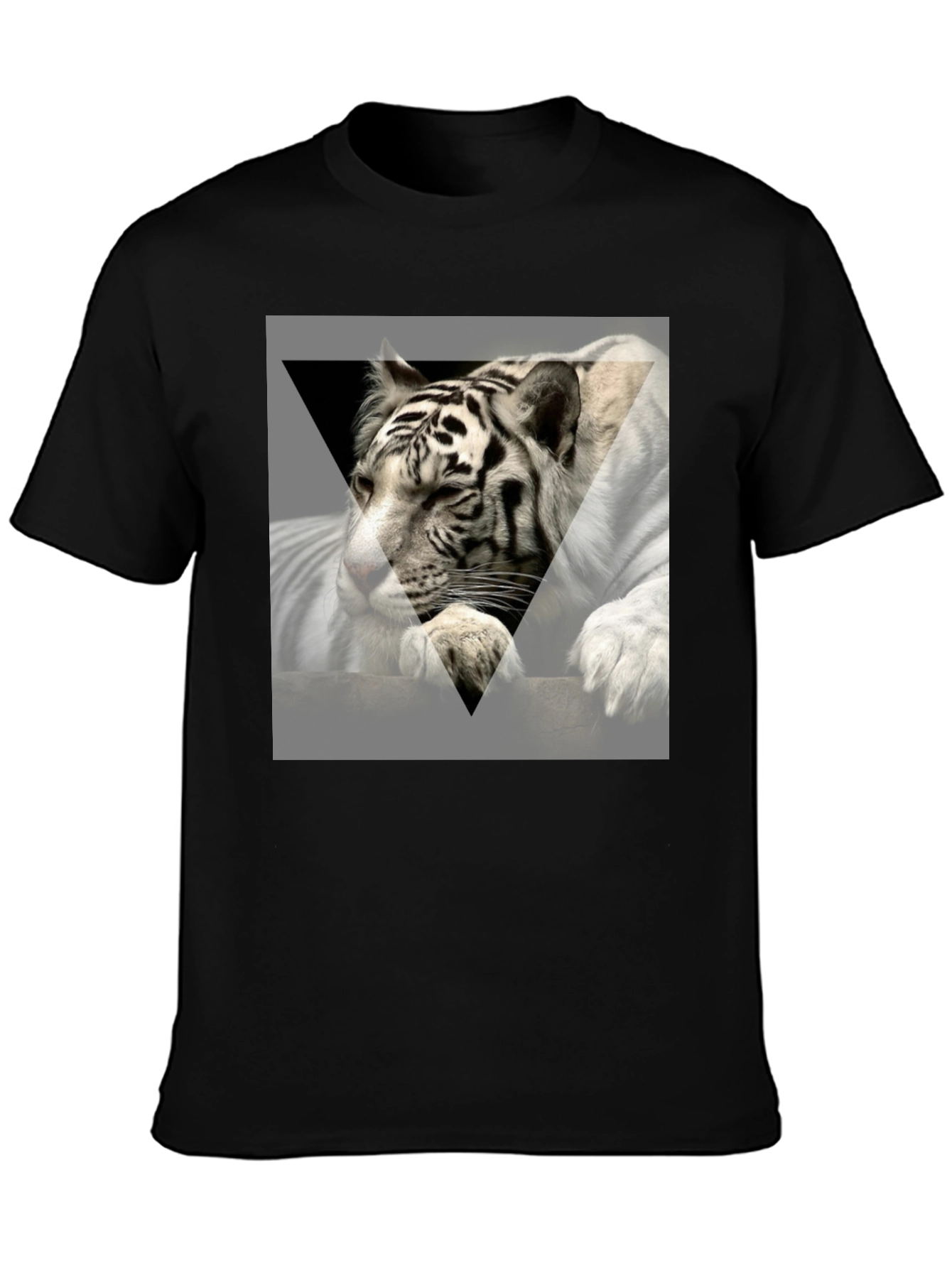 Black Tiger Graphic Print Tee - Men's Short Sleeve Black T-Shirt view 3