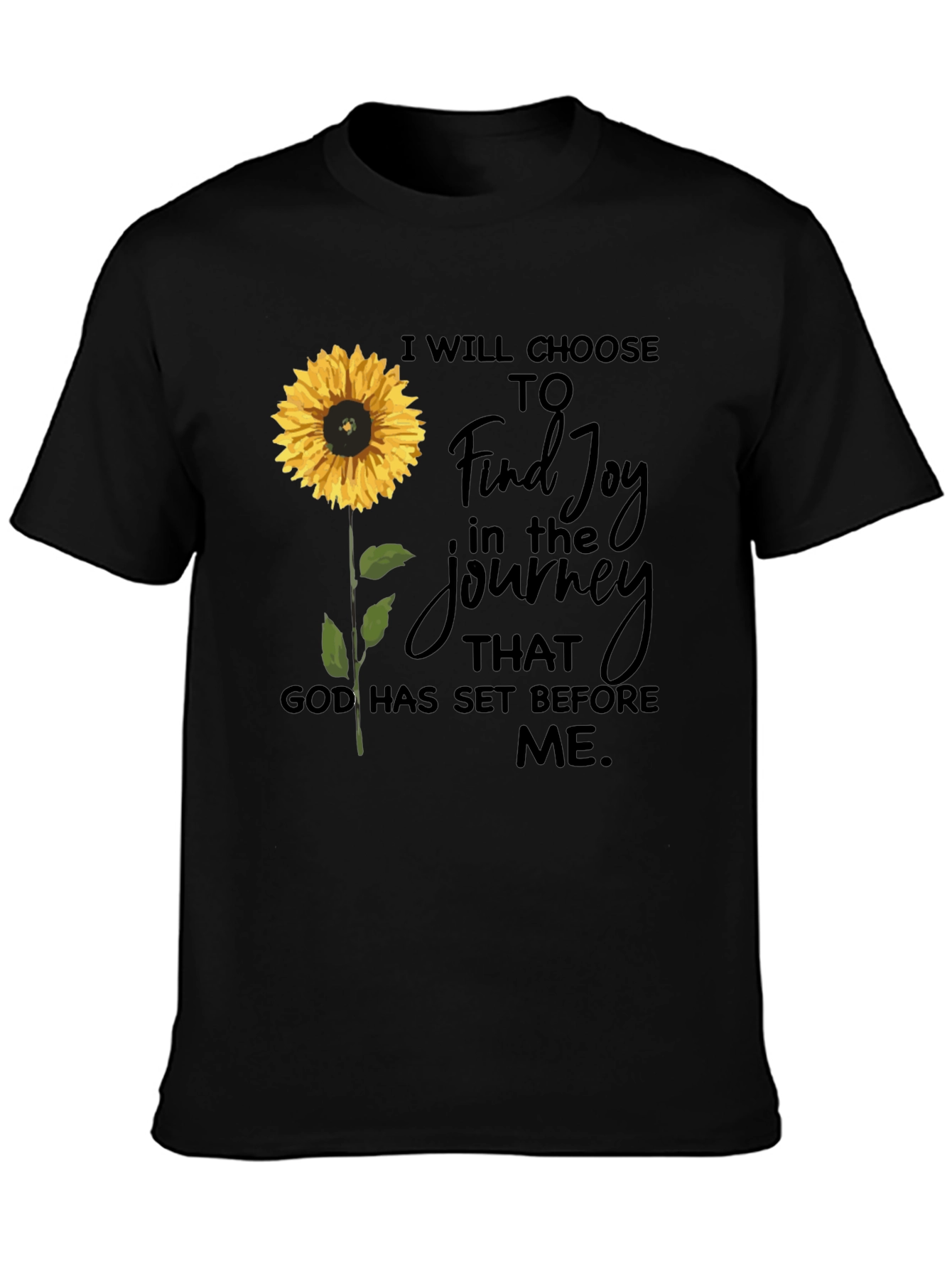 Black Sunflower Joy Journey T-Shirt view 3