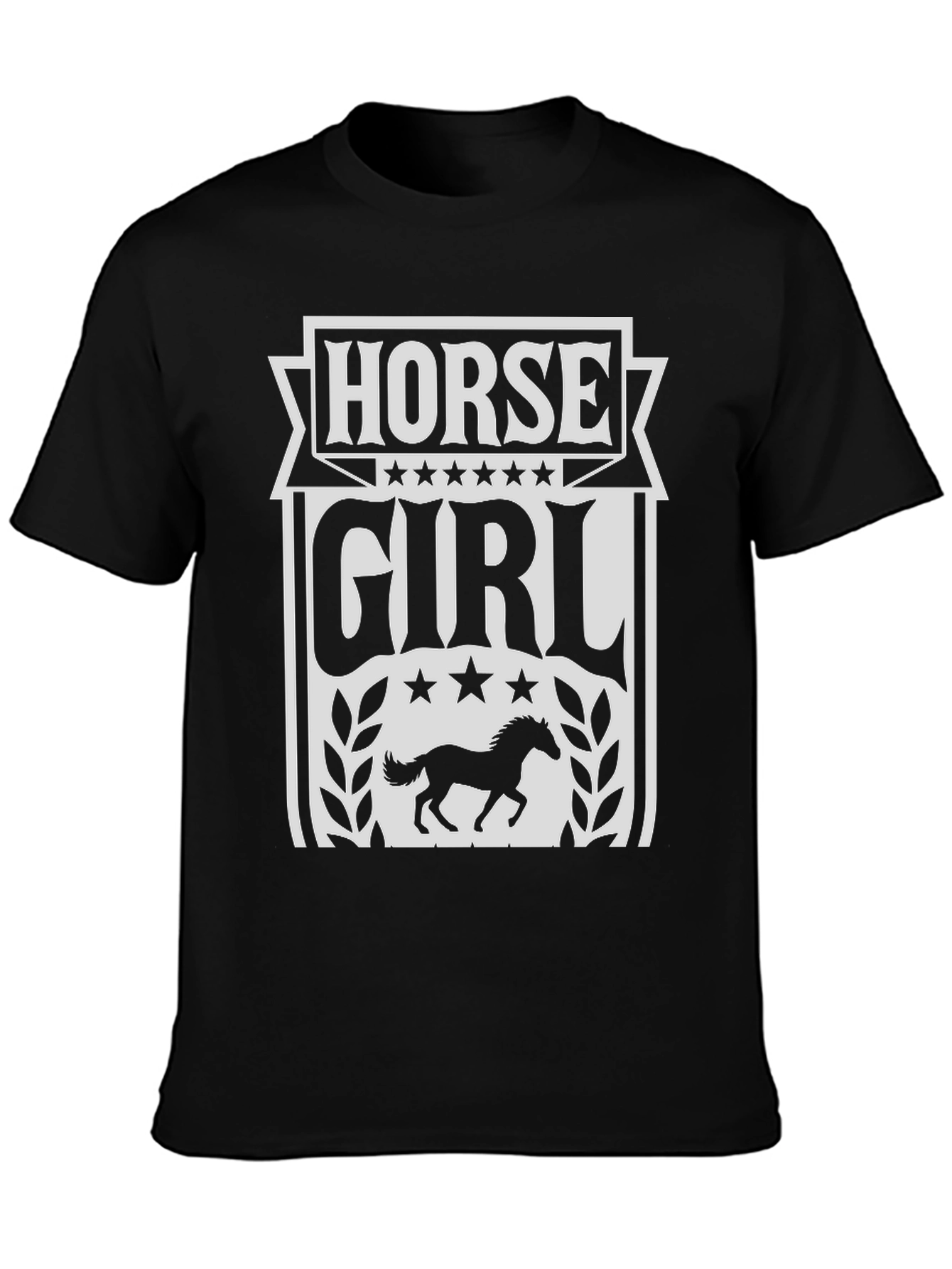 Black Horse Girl Graphic Tee - Black Cotton Blend T-Shirt view 3