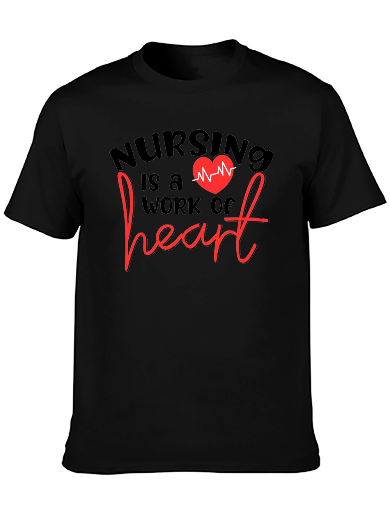 Black Nursing is a Work of Heart T-Shirt view 3