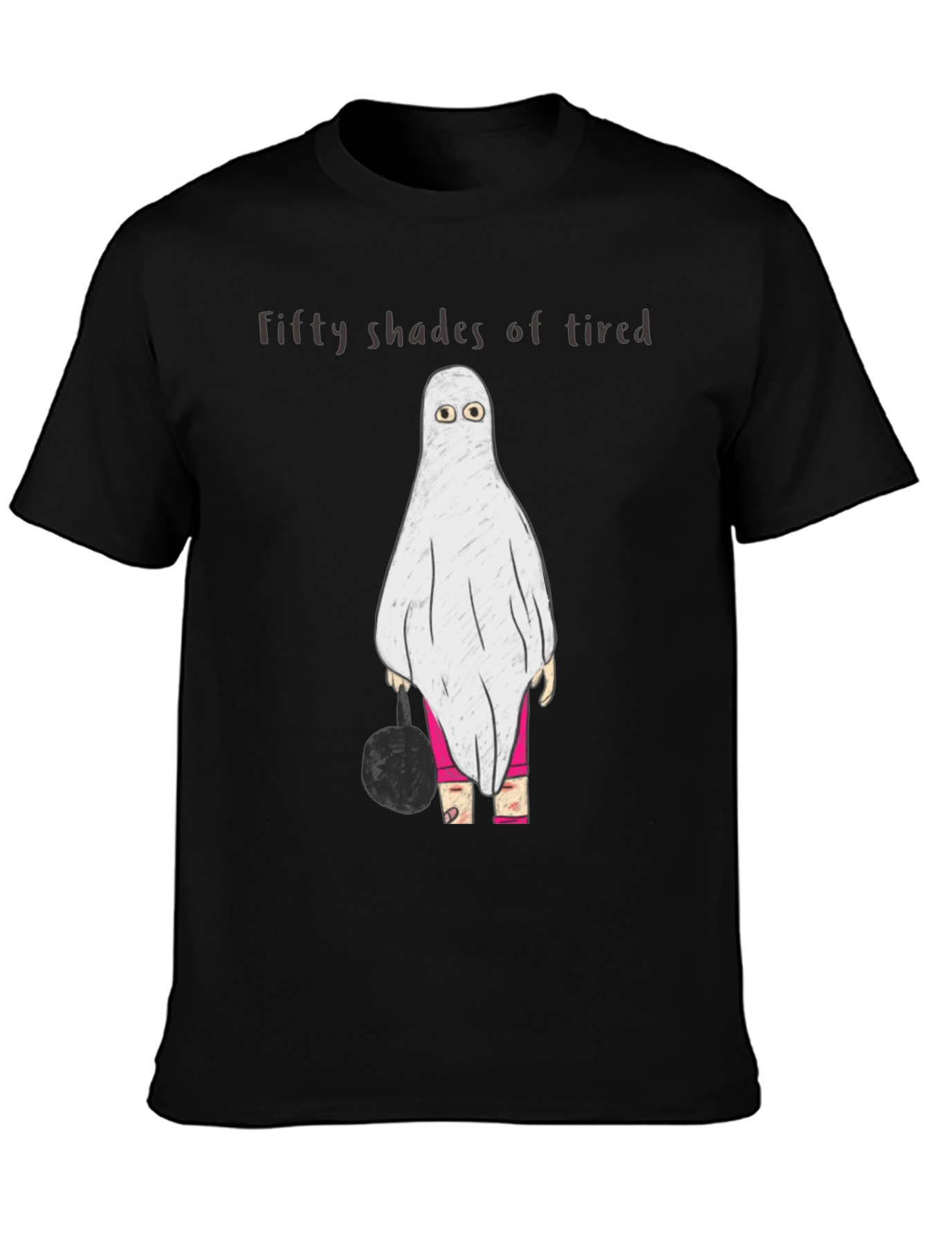 Black Funny Ghost T-Shirt - Fifty Shades of Tired view 3