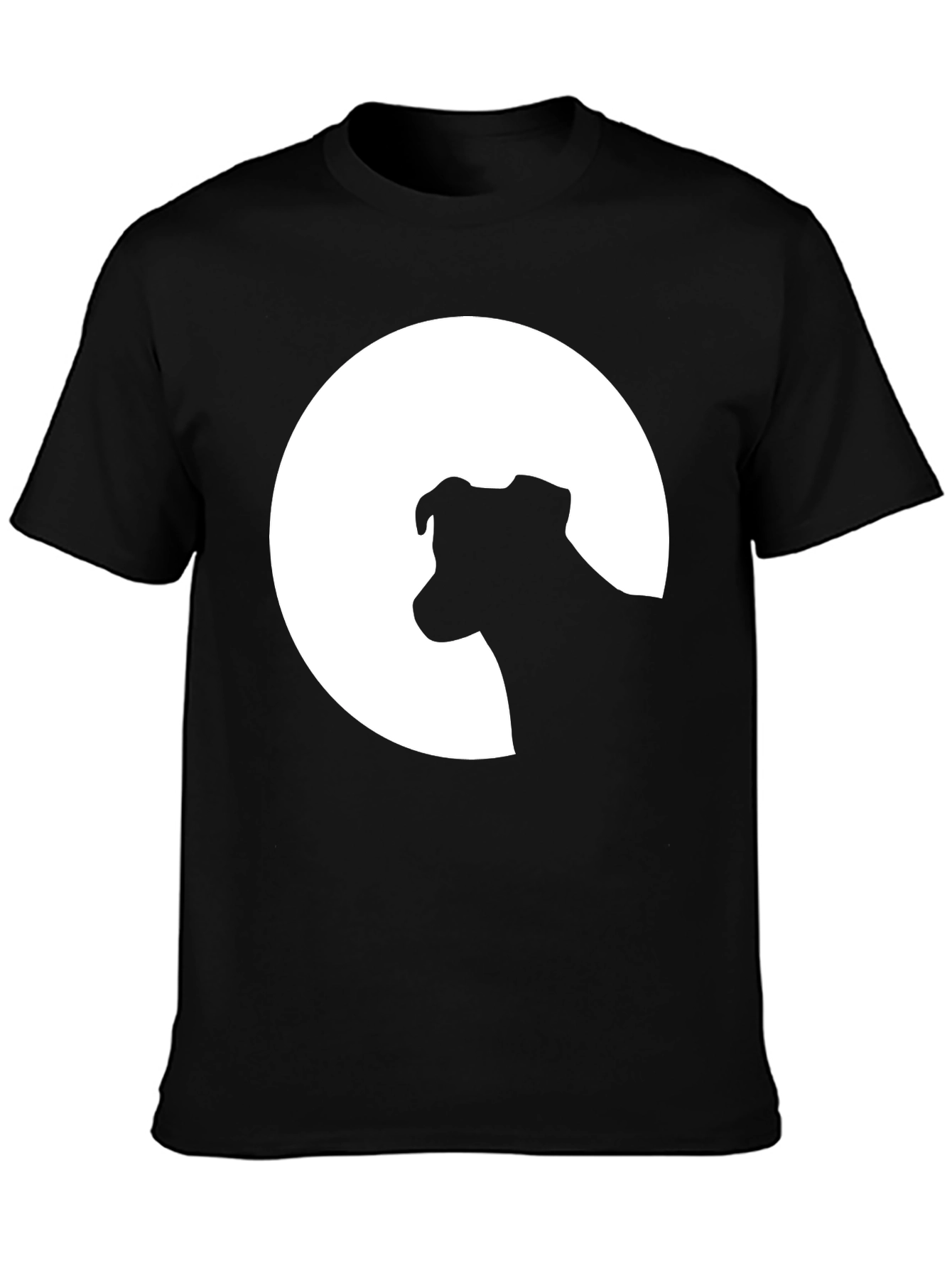 Black Dog Silhouette Moon Graphic Tee - Black Unisex Shirt view 3