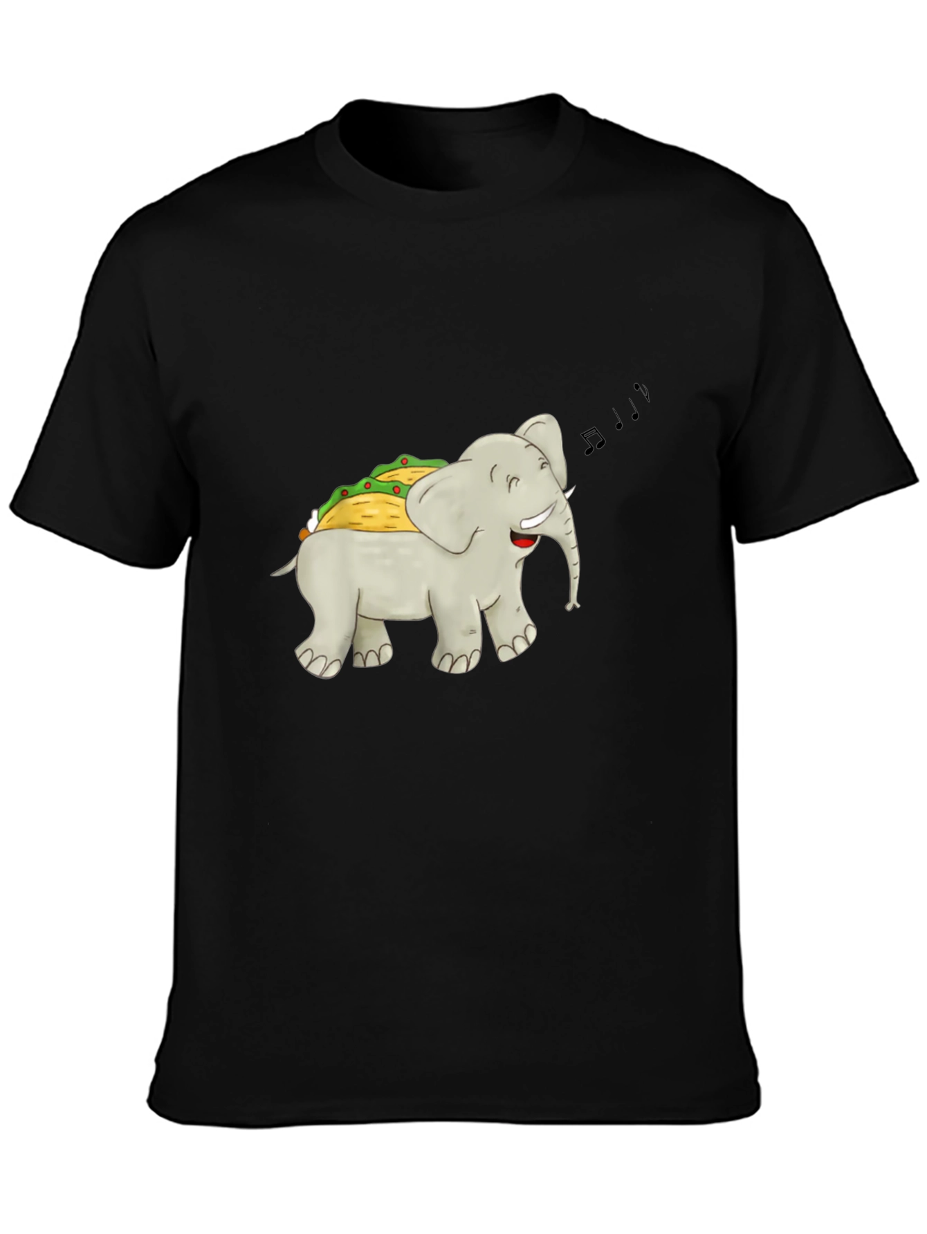 Black Elephant Taco Funny Graphic T-Shirt view 3