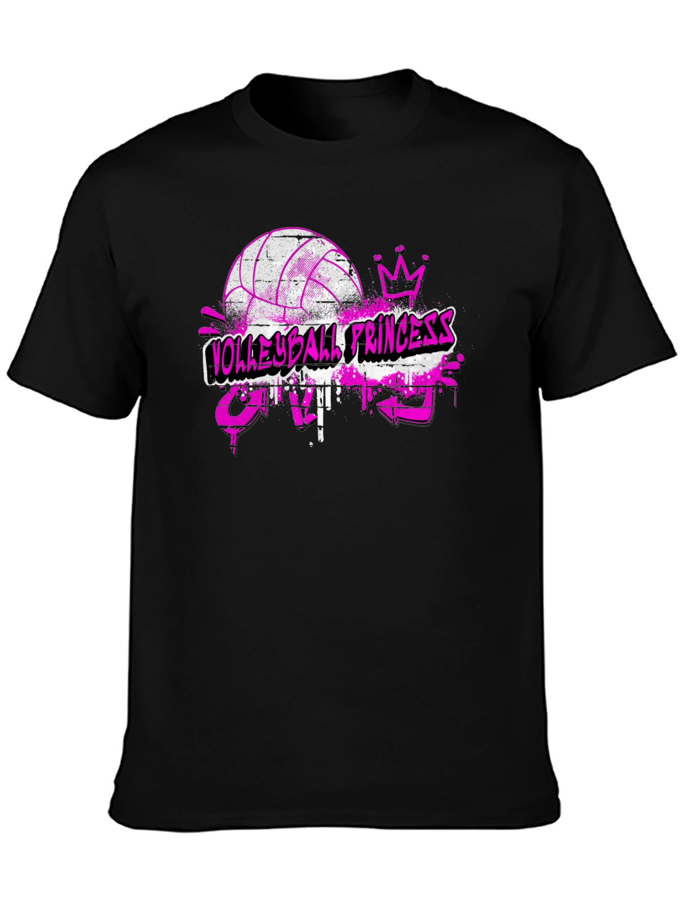 Black Volleyball Princess Crazy T-Shirt view 3