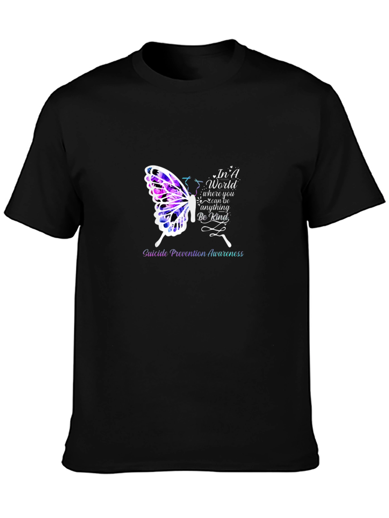 Black Suicide Prevention Butterfly Graphic Tee view 3