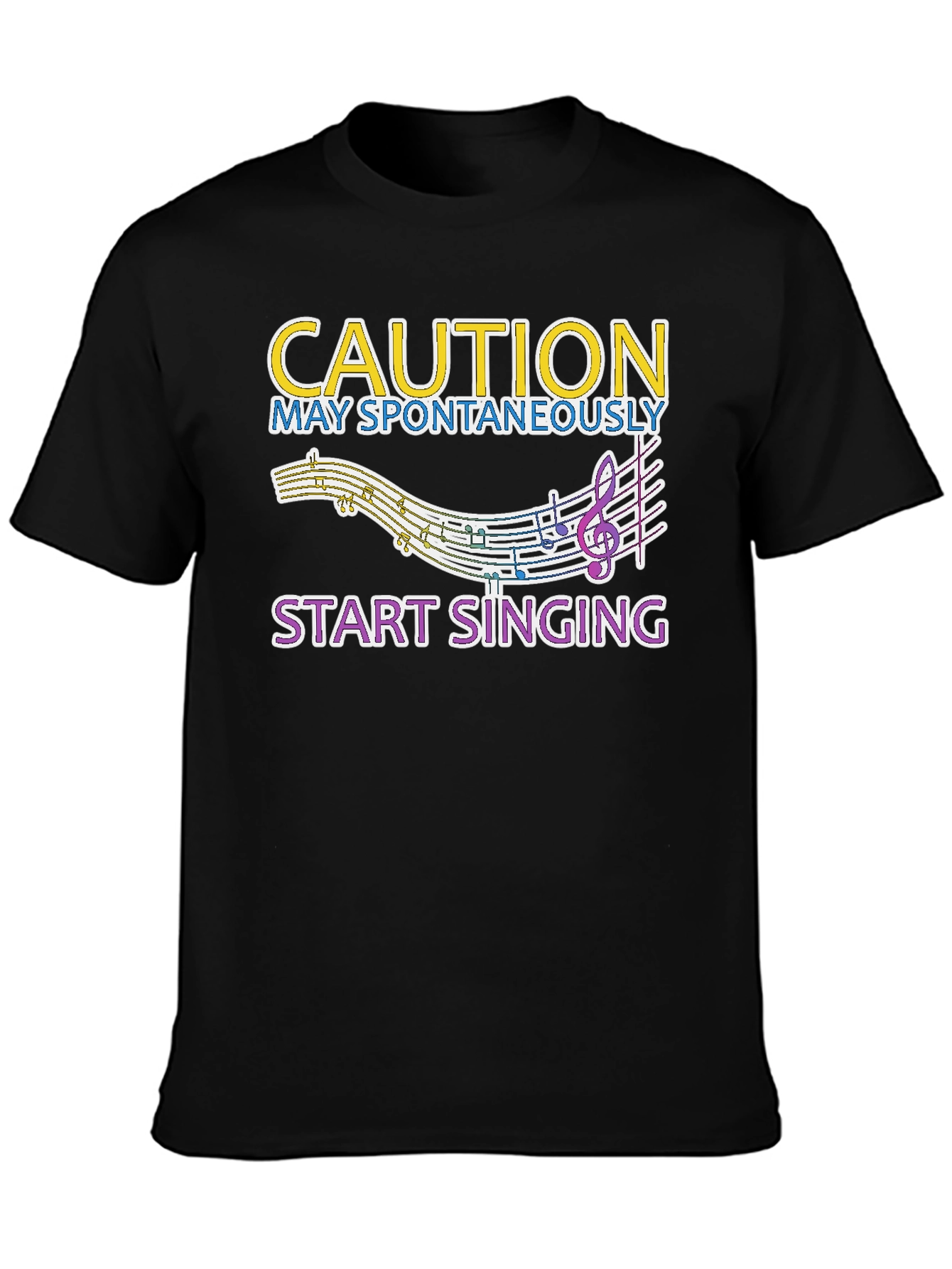 Black Caution May Spontaneously Start Singing Tee view 3