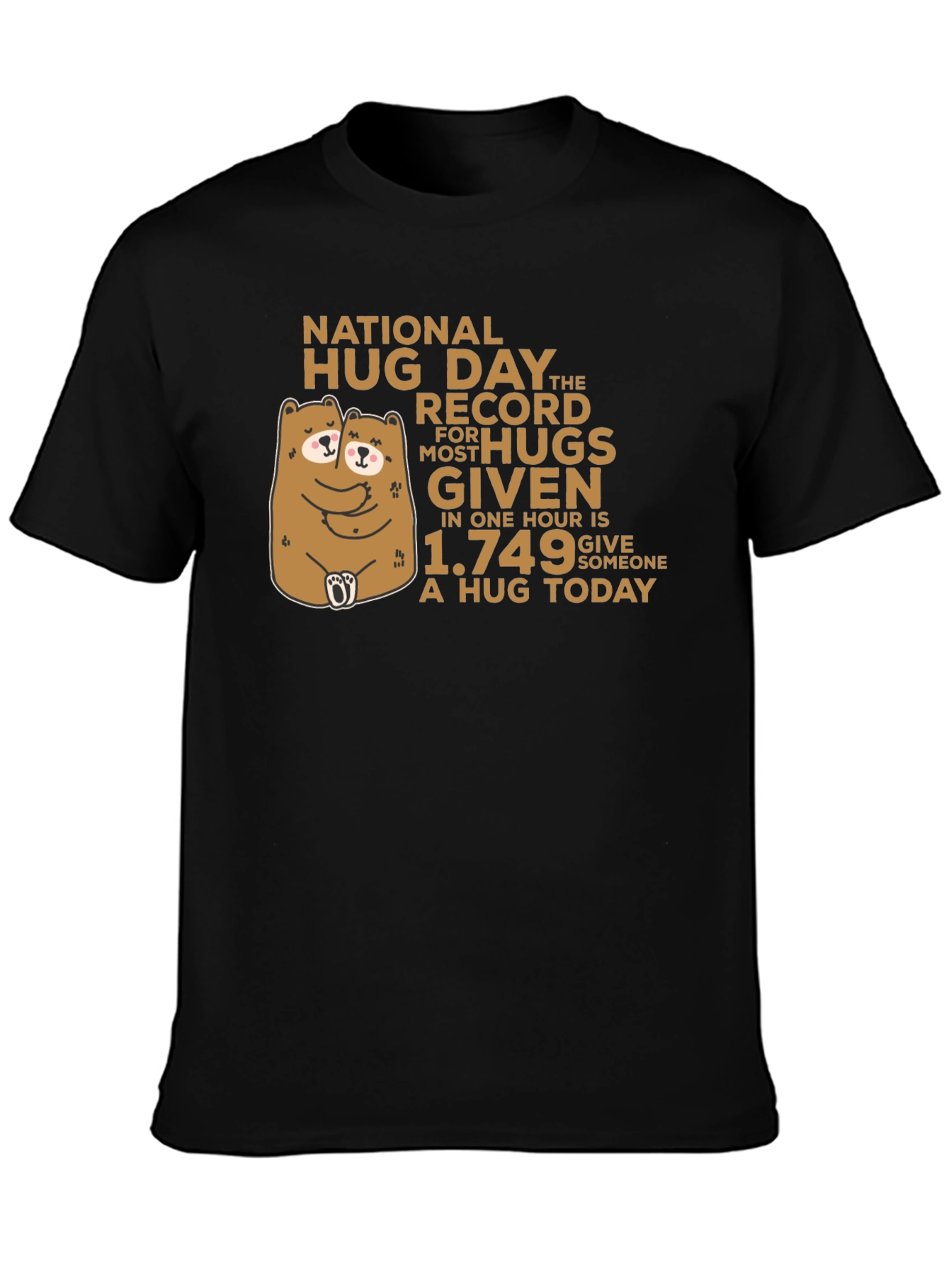 Black National Hug Day T-Shirt: Give Someone a Hug Today! view 3
