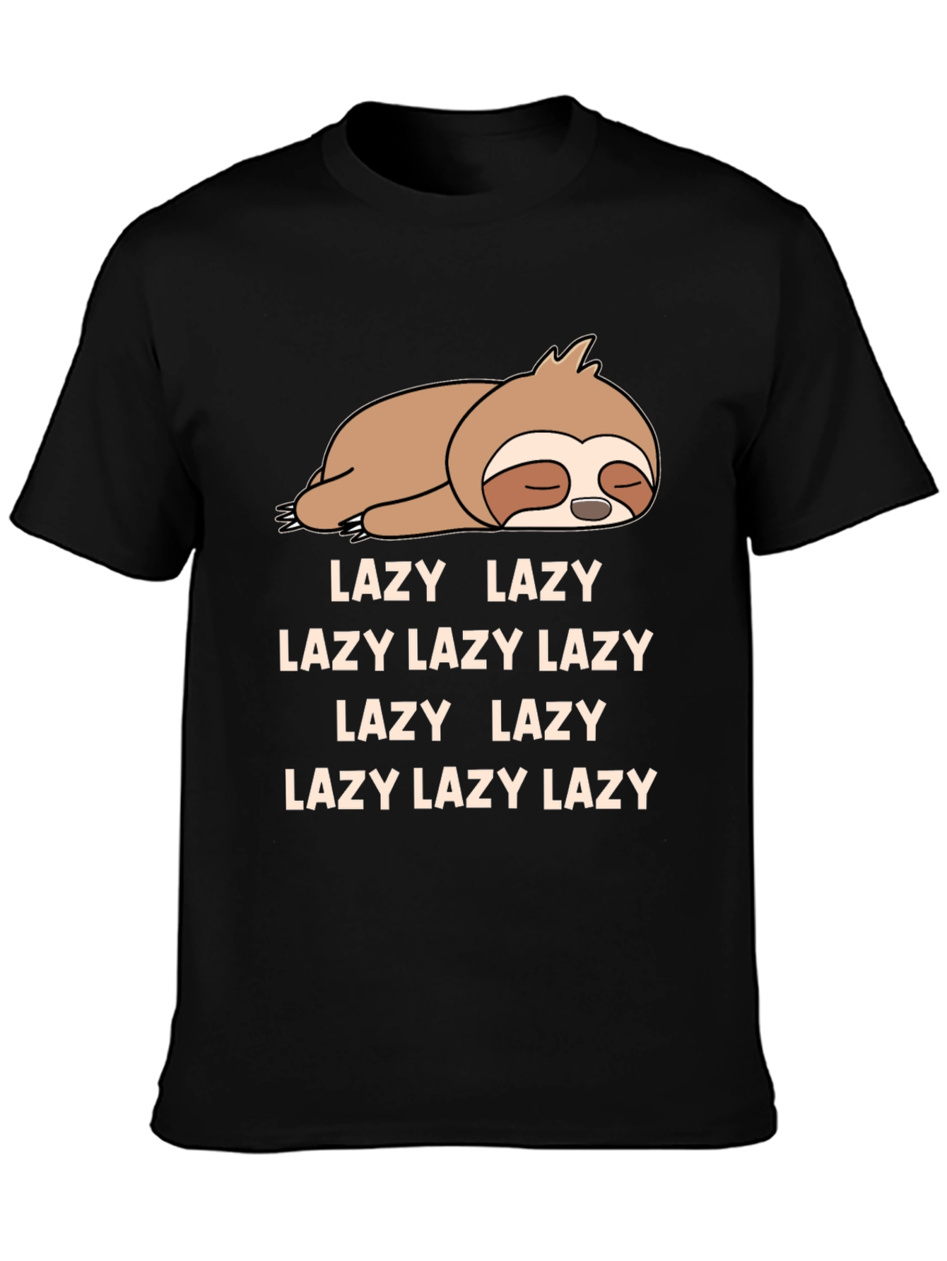 Black Lazy Sloth T-Shirt Funny Graphic Tee view 3