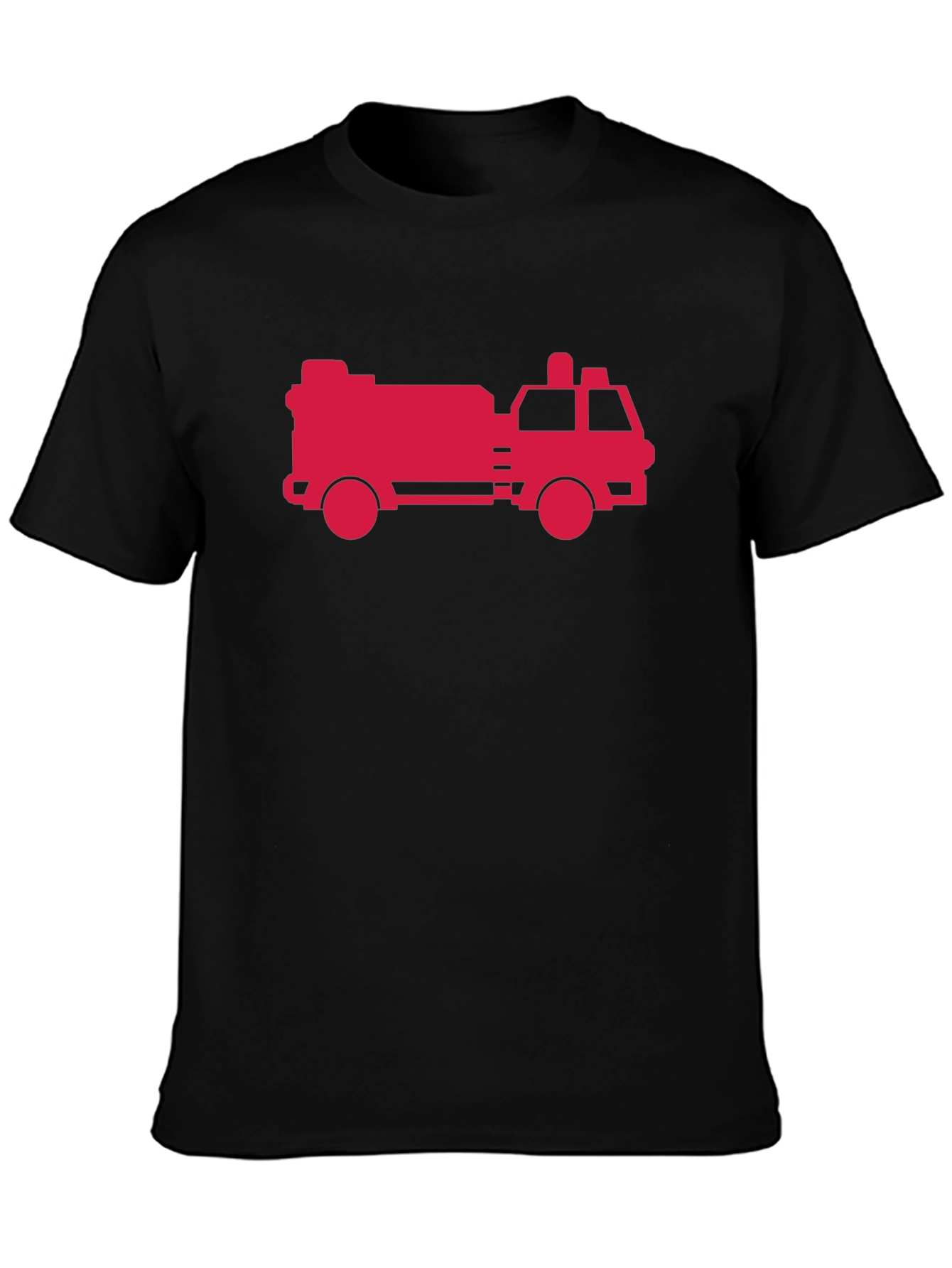 Black Firetruck Graphic Tee - Black Cotton T-Shirt view 3