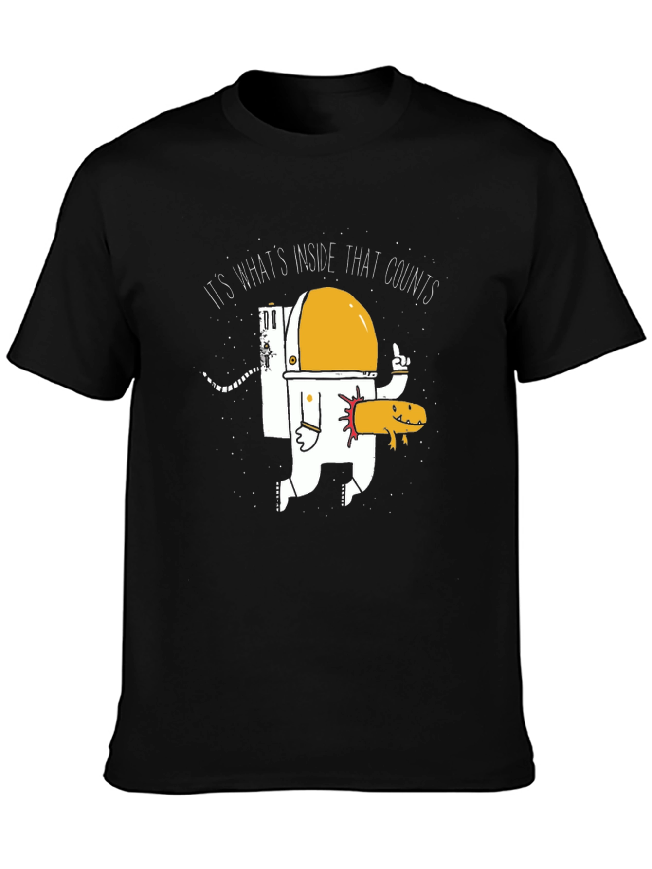 Black Funny Astronaut and Axolotl Graphic T-Shirt - Black view 3