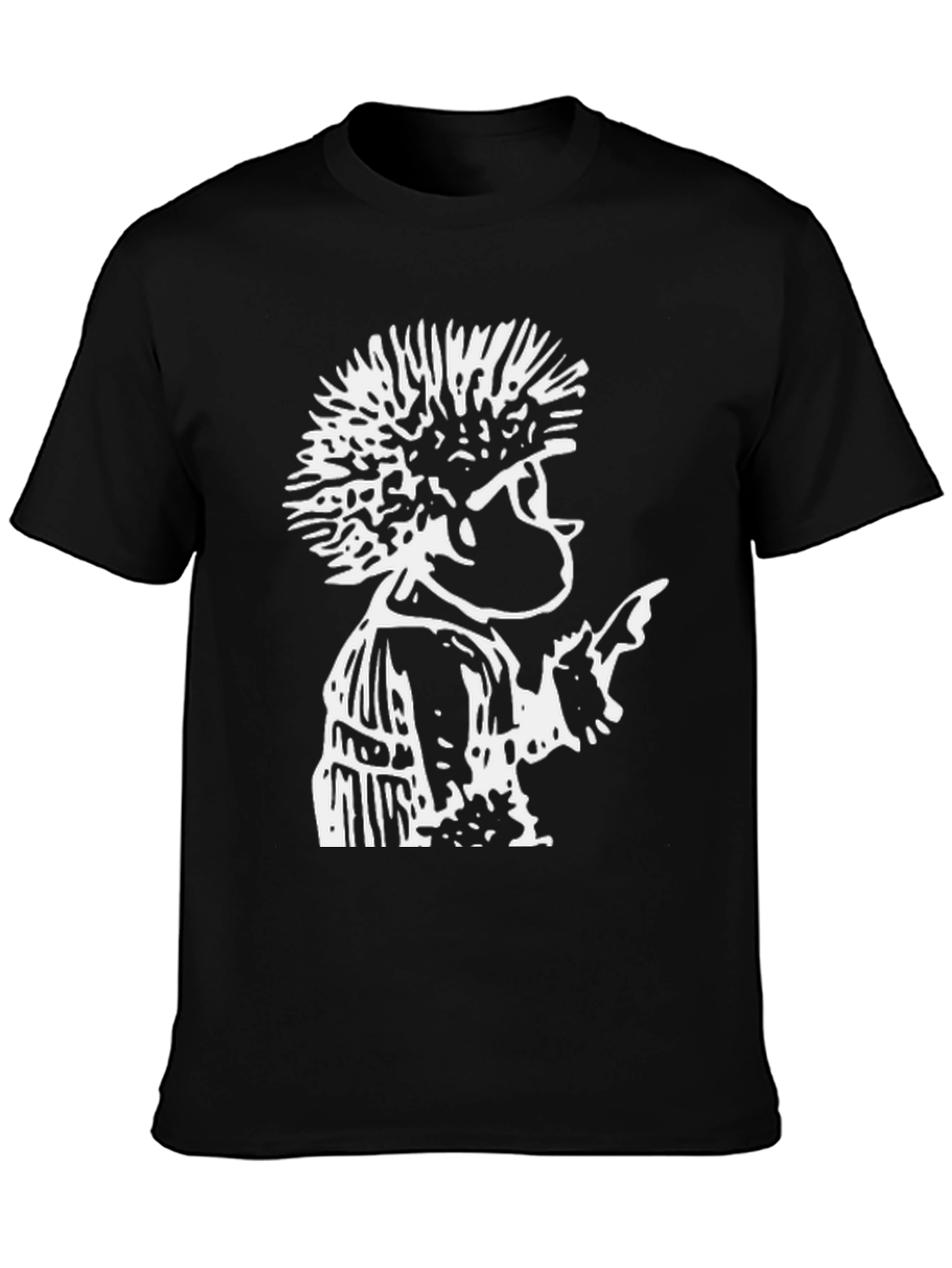 Black Retro Punk Graphic Tee - Black Cotton T-Shirt view 3
