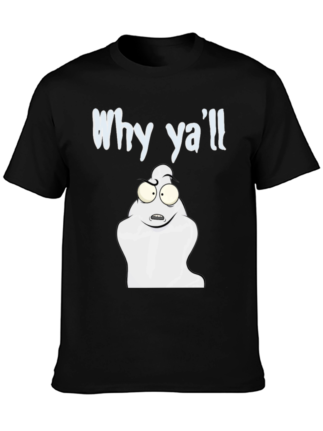Black Why Ya'll Funny Ghost T-Shirt - Black Cotton Tee view 3