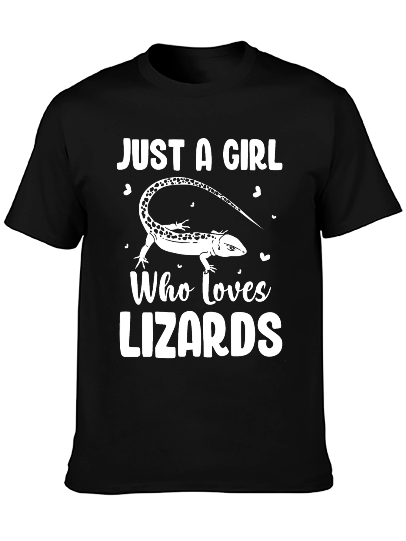 Black Just A Girl Who Loves Lizards Black T-Shirt view 3