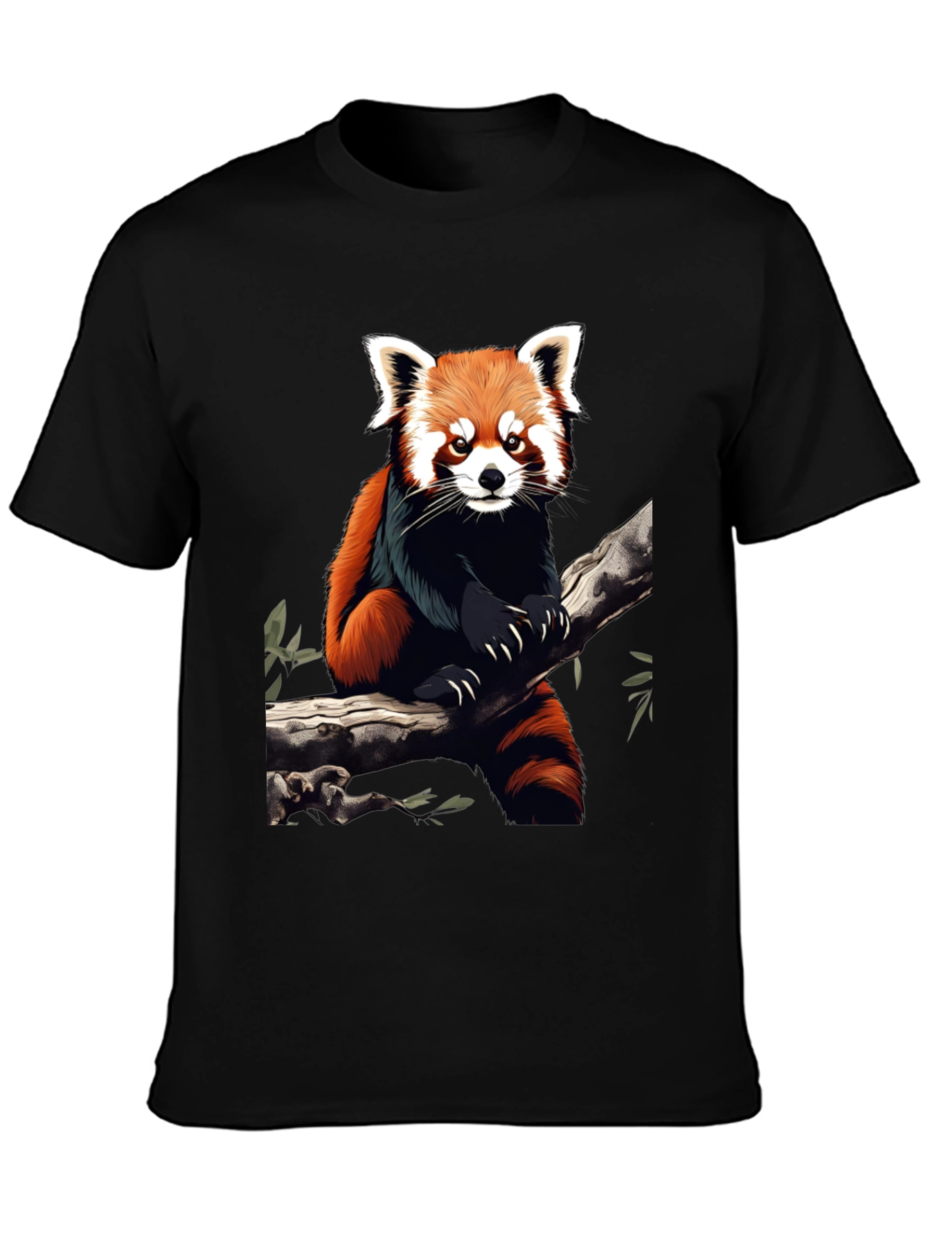 Black Red Panda Graphic Tee - Black Cotton Blend view 3