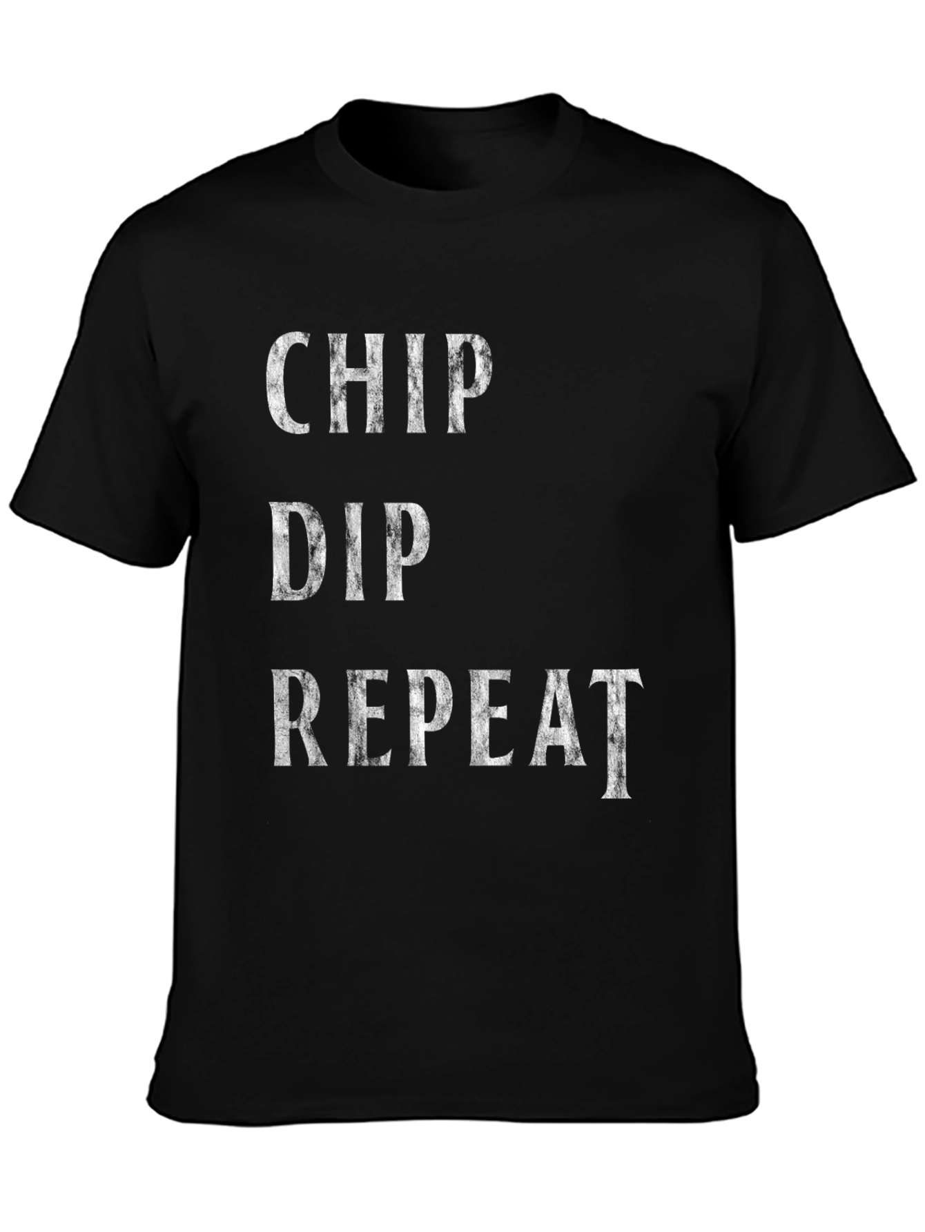 Black Chip Dip Repeat Graphic Tee - Funny Food Lover's T-Shirt view 3