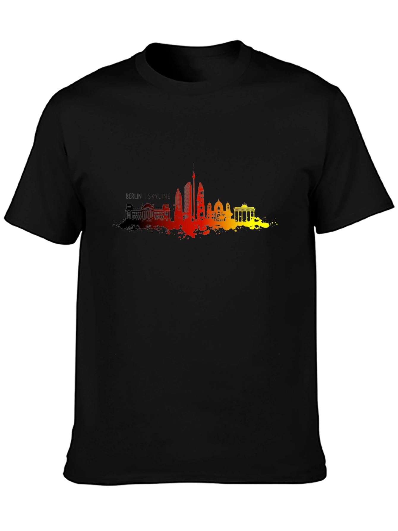 Black Berlin Skyline Men's Black Graphic Tee view 3