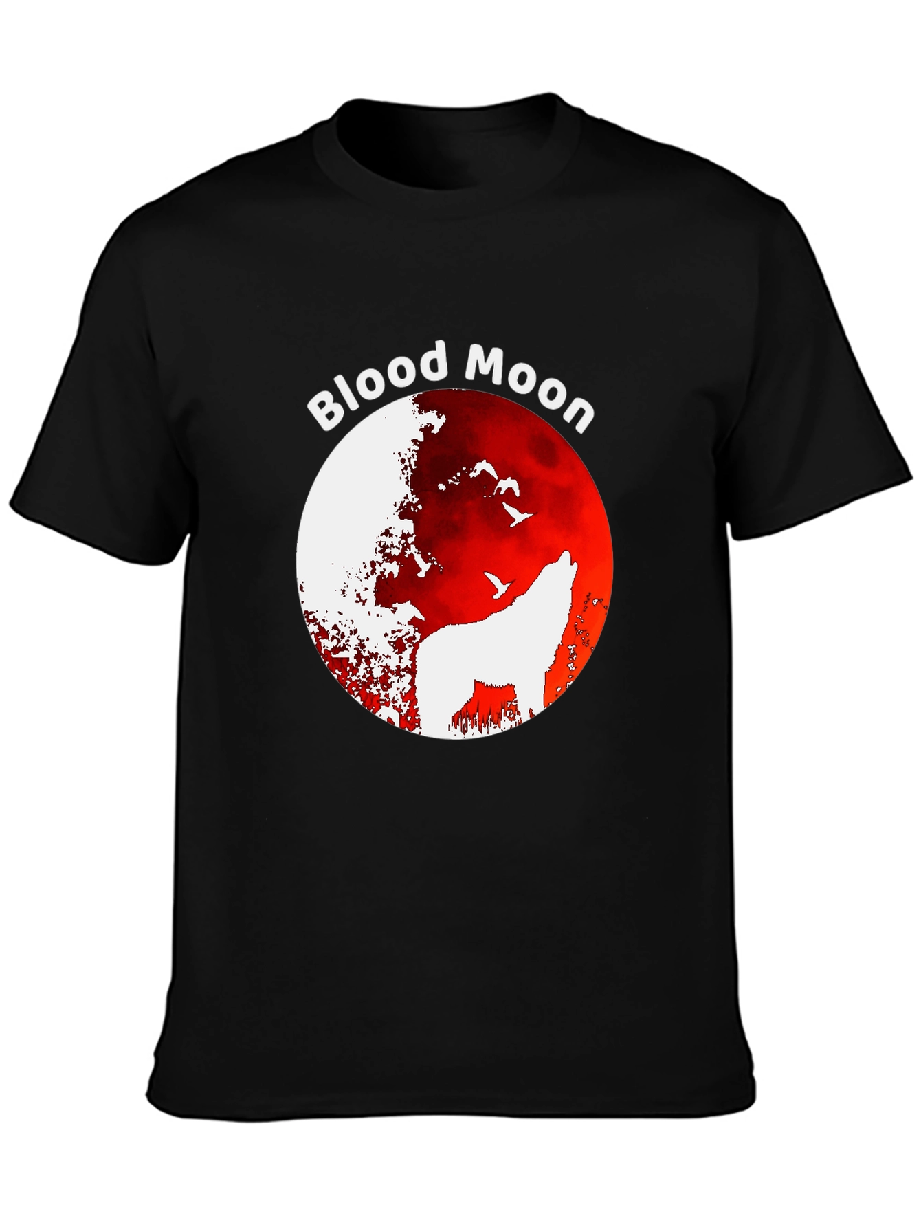 Blood Moon Wolf Graphic T-Shirt - Black - 3