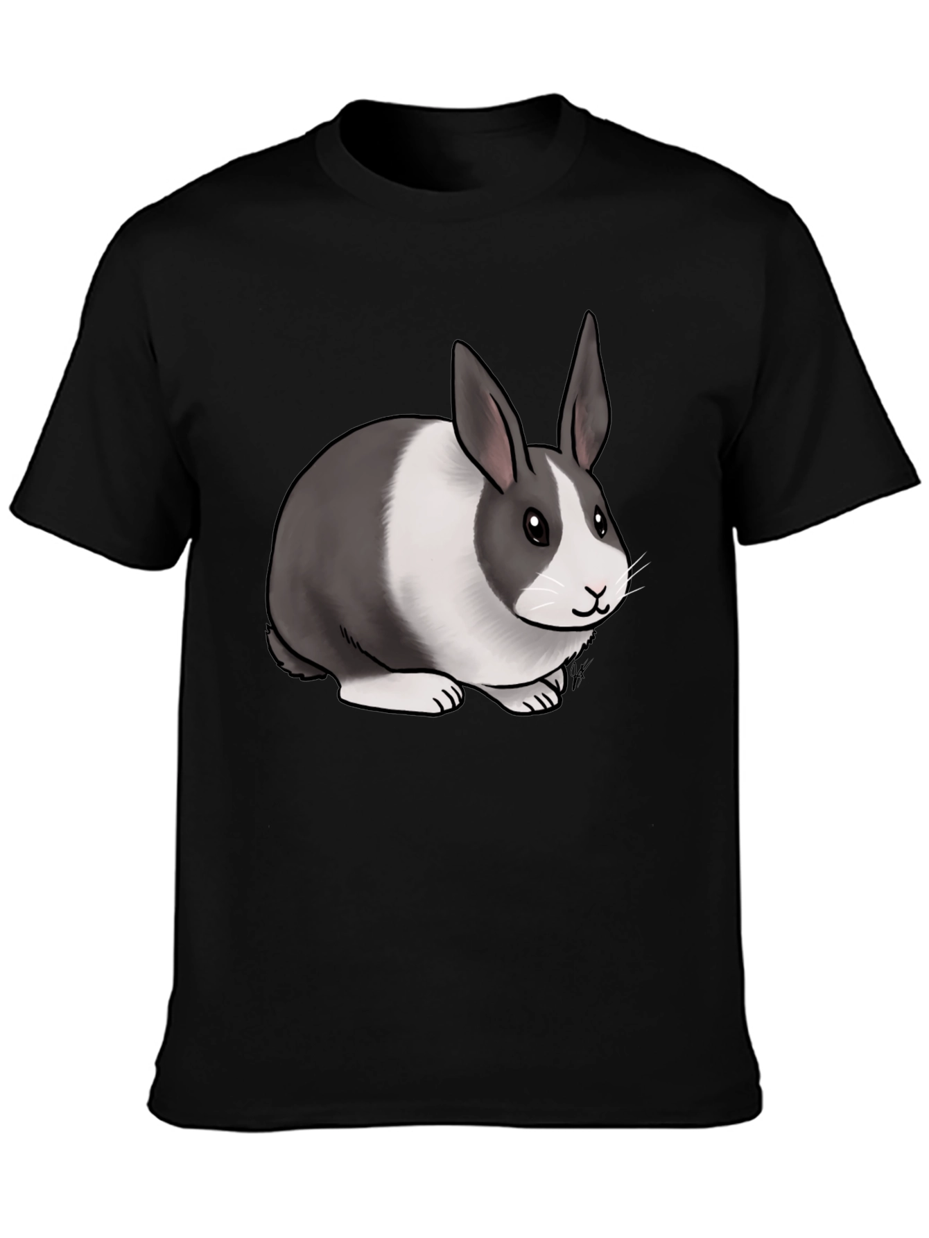 Black Cute Dutch Rabbit Graphic T-Shirt - Unisex Cotton Tee view 3