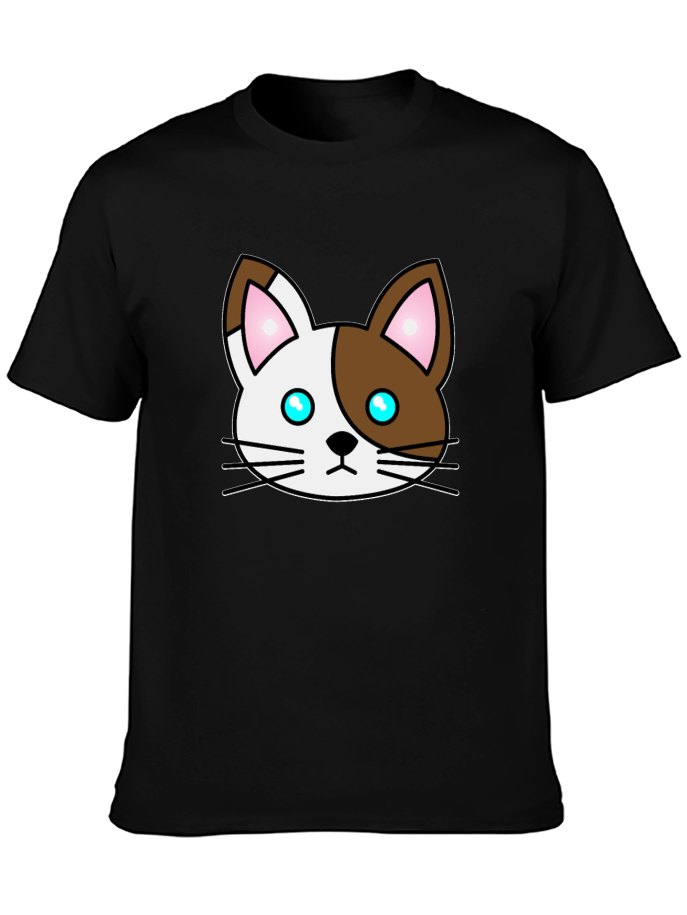Cartoon Cat Face Graphic T-Shirt - Unisex Black Tee - 3