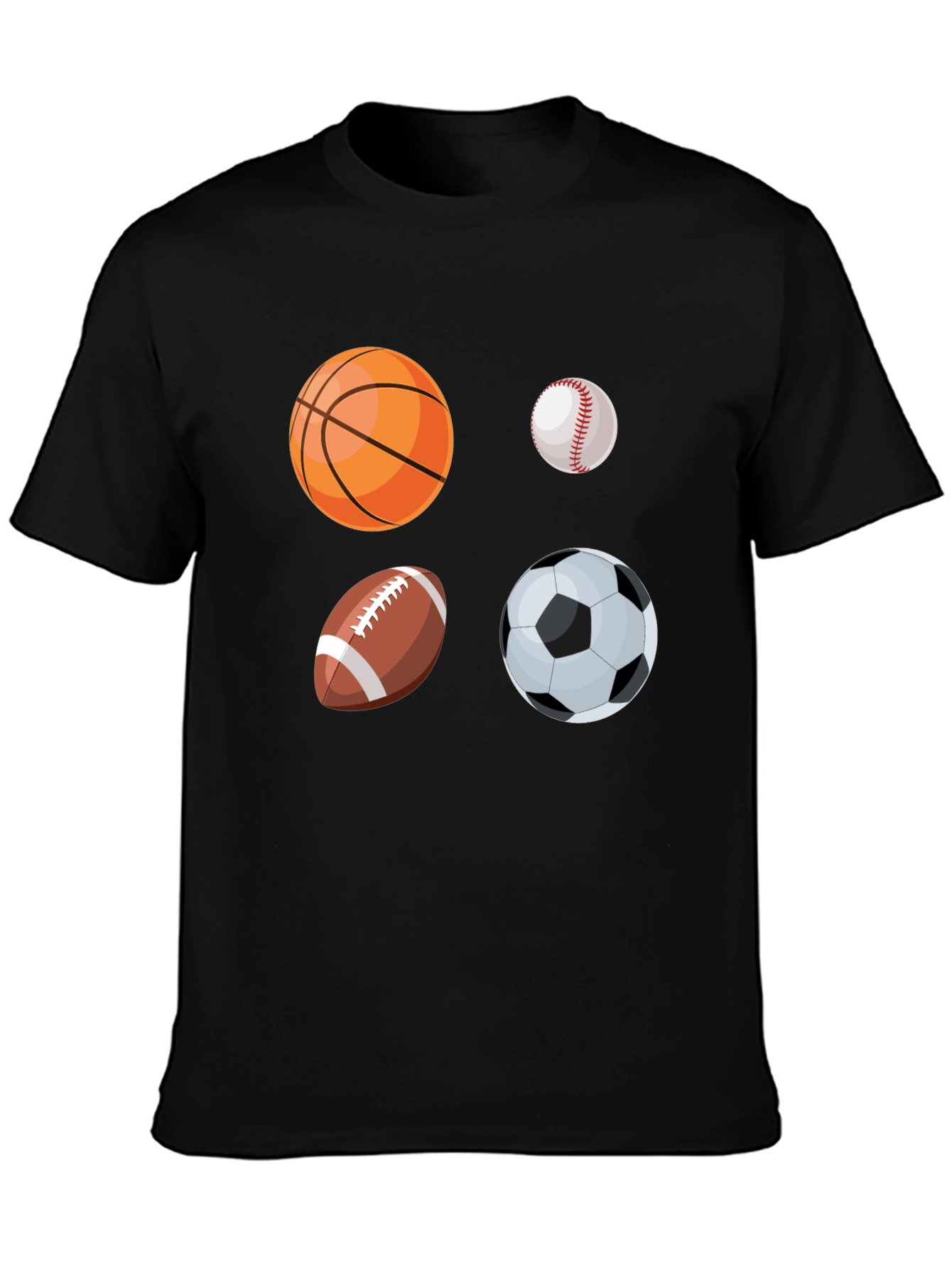 Black Sports Ball Graphic Tee - Black Cotton Blend T-Shirt view 3