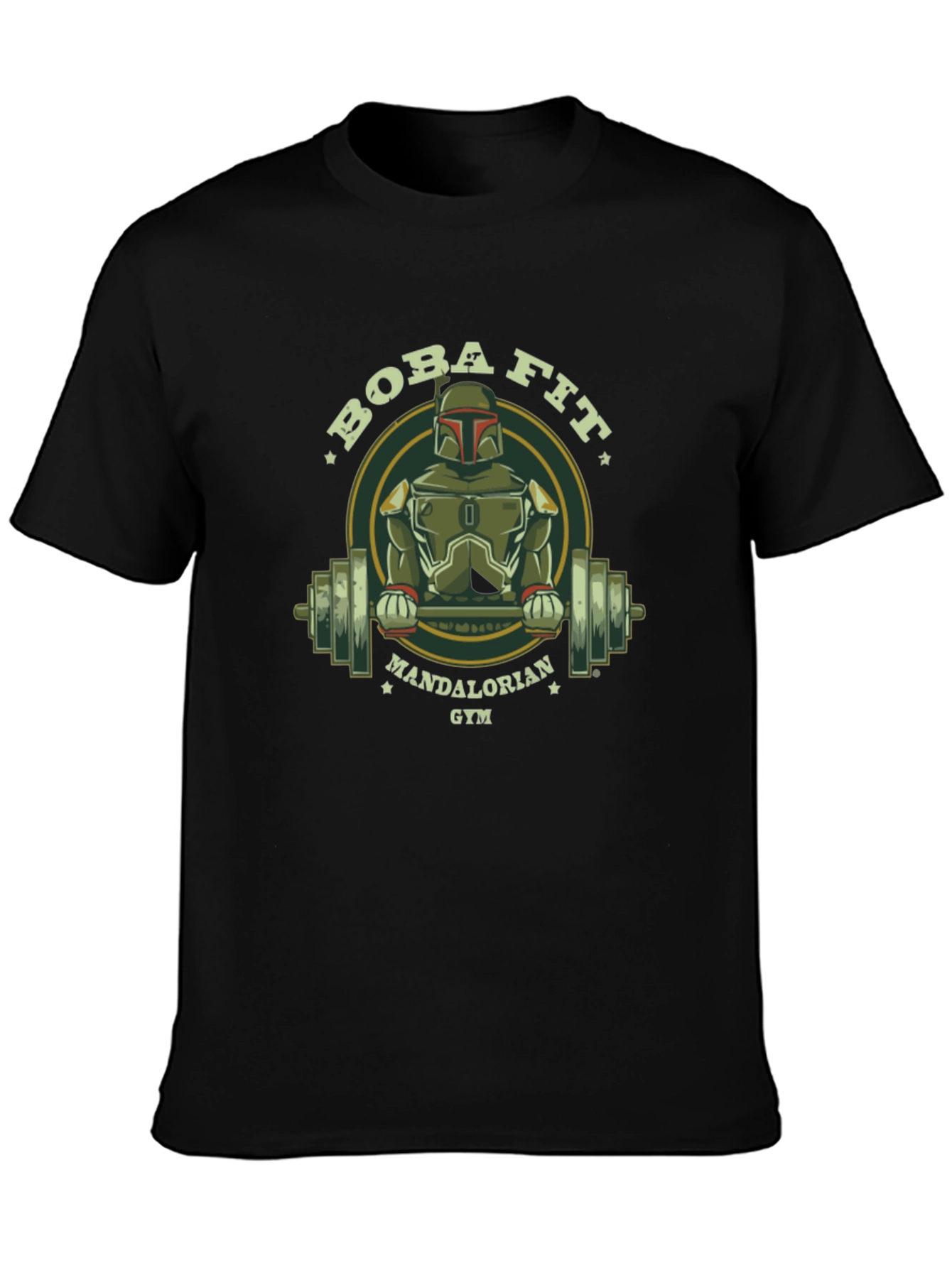 Black Boba Fit Mandalorian Gym T-Shirt view 3