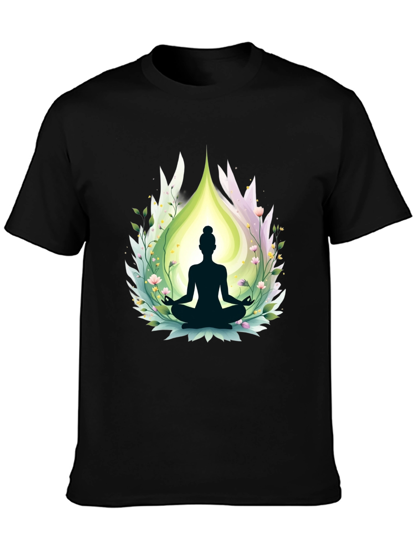Black Meditative Bliss T-Shirt - Yoga Design view 3
