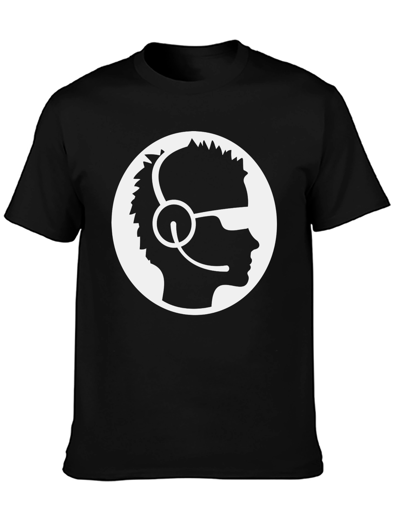 Black Gamer Profile T-Shirt - Black, Headset Design view 3