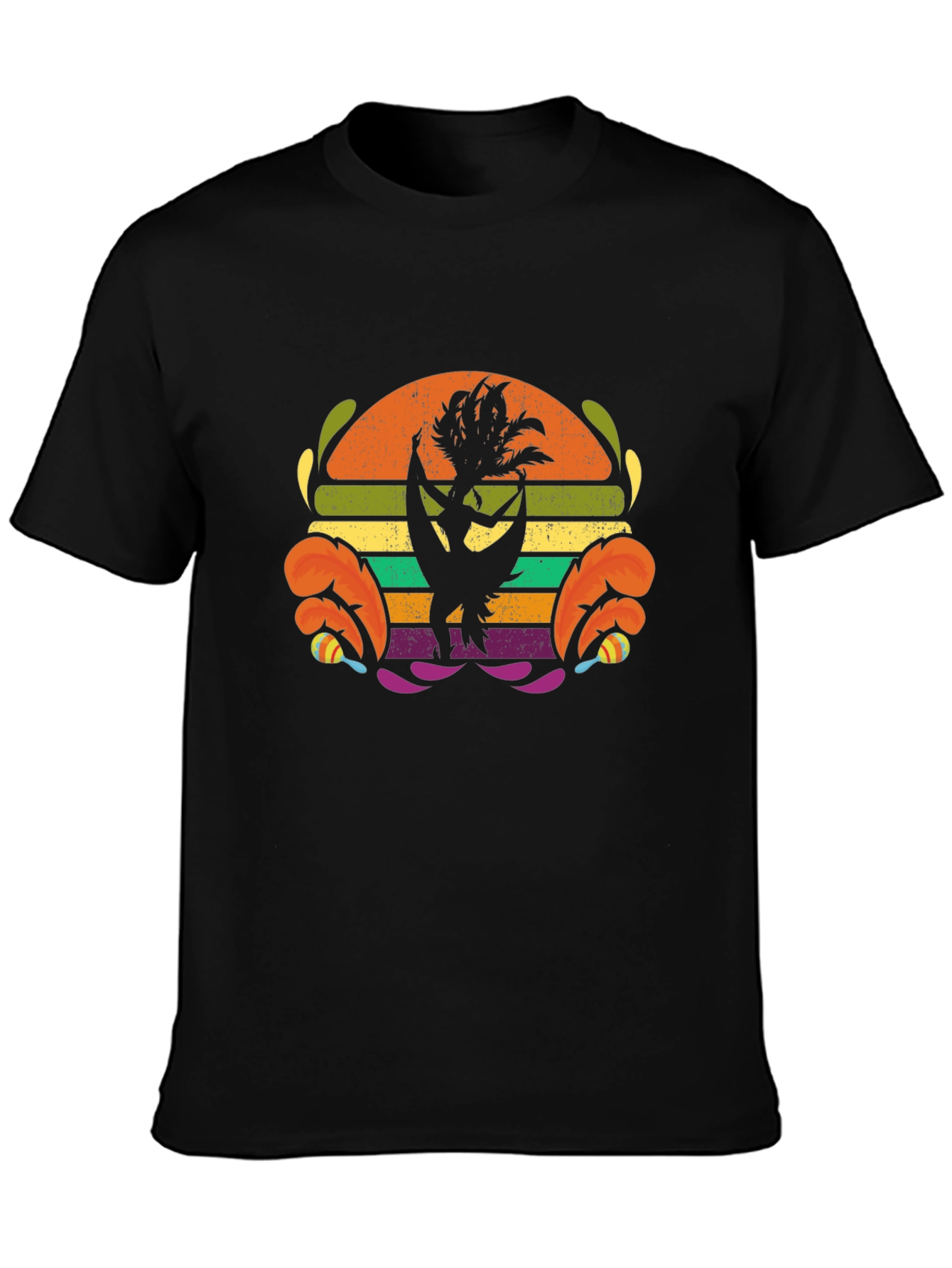 Black Retro Hula Dancer Graphic Tee - Black view 3