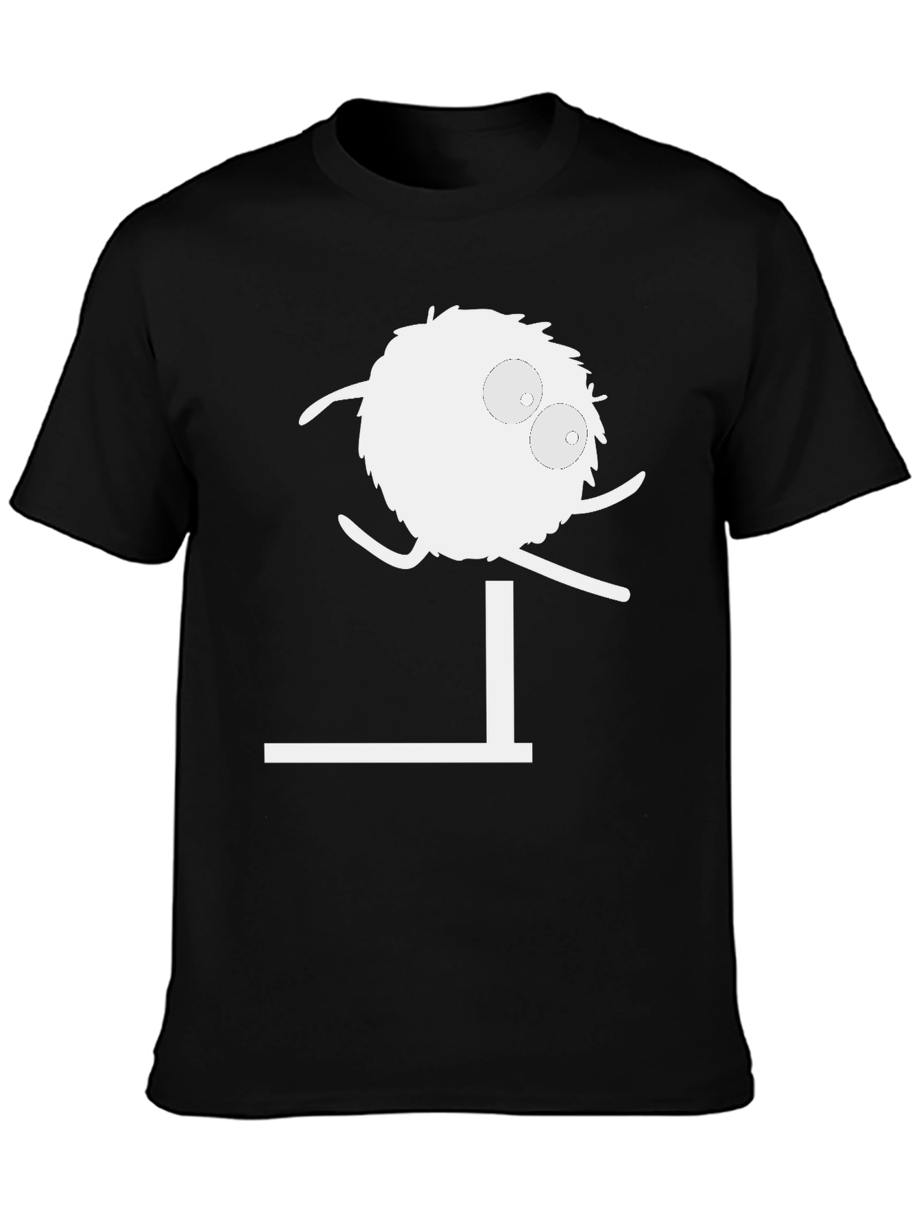 Black Funny Cartoon Jumping Hurdle Black T-Shirt view 3