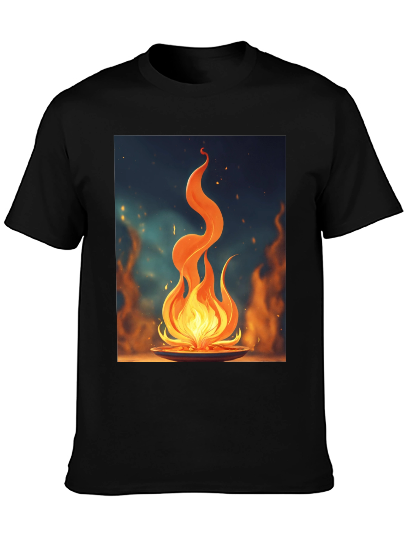 Black Fiery Flame Graphic Tee - Bold Statement Shirt view 3