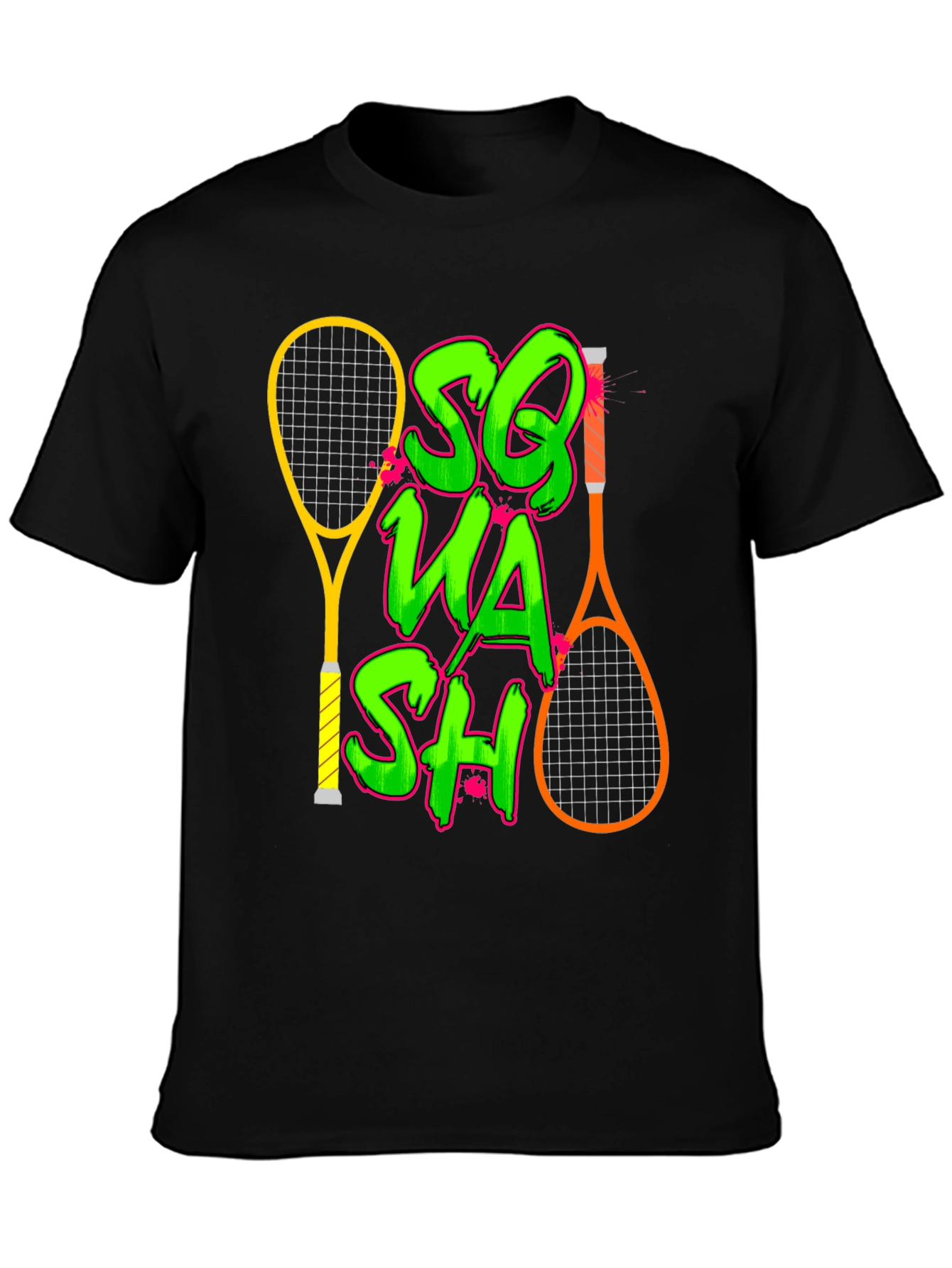 Black Squash Racket Graphic T-Shirt view 3