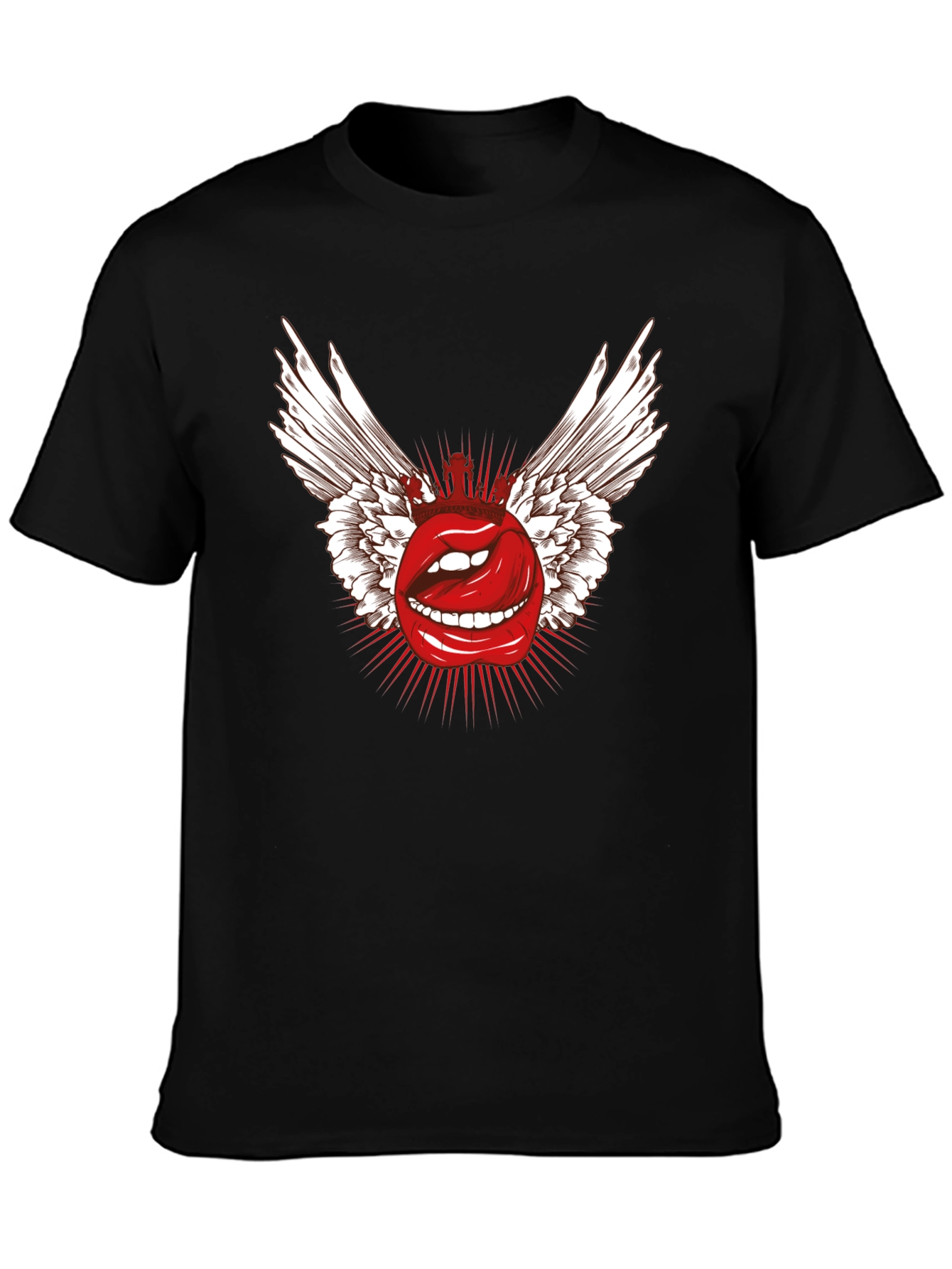 Black Winged Lips Graphic T-Shirt - Bold & Edgy view 3